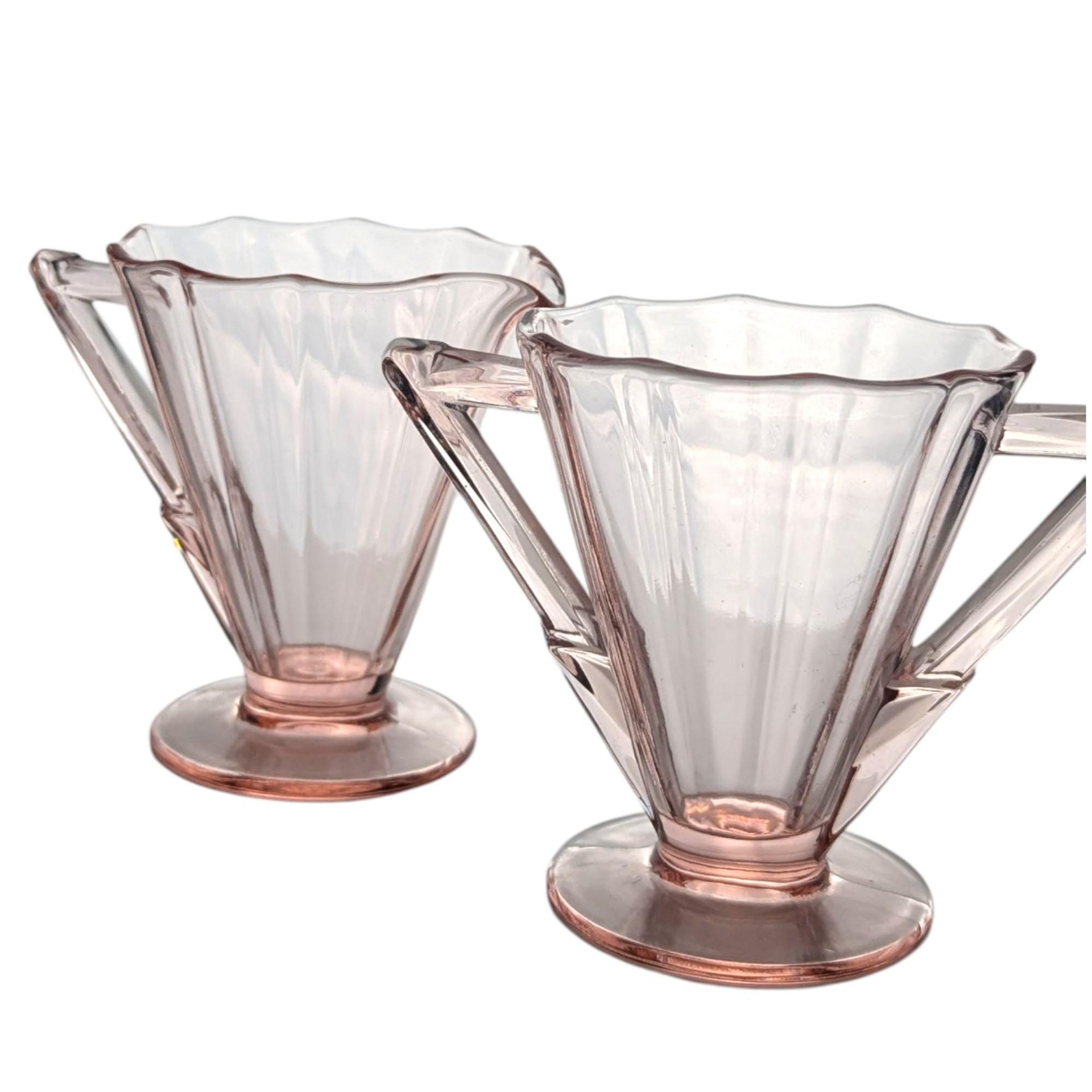 1930s Pink Depression Glass Cream and Sugar Set