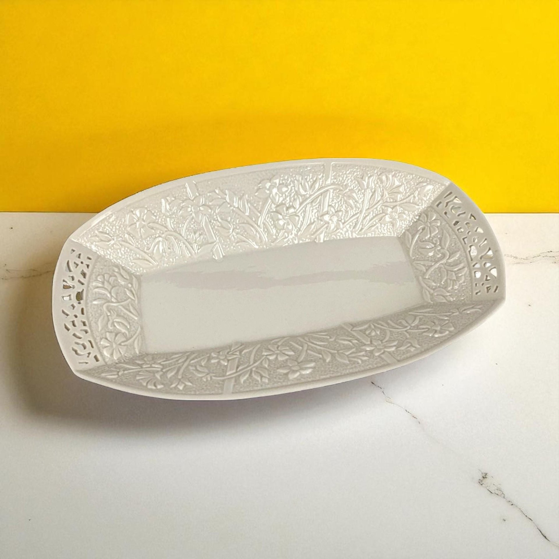 Vintage Lenox Jasmine Reticulated Oblong Serving Tray