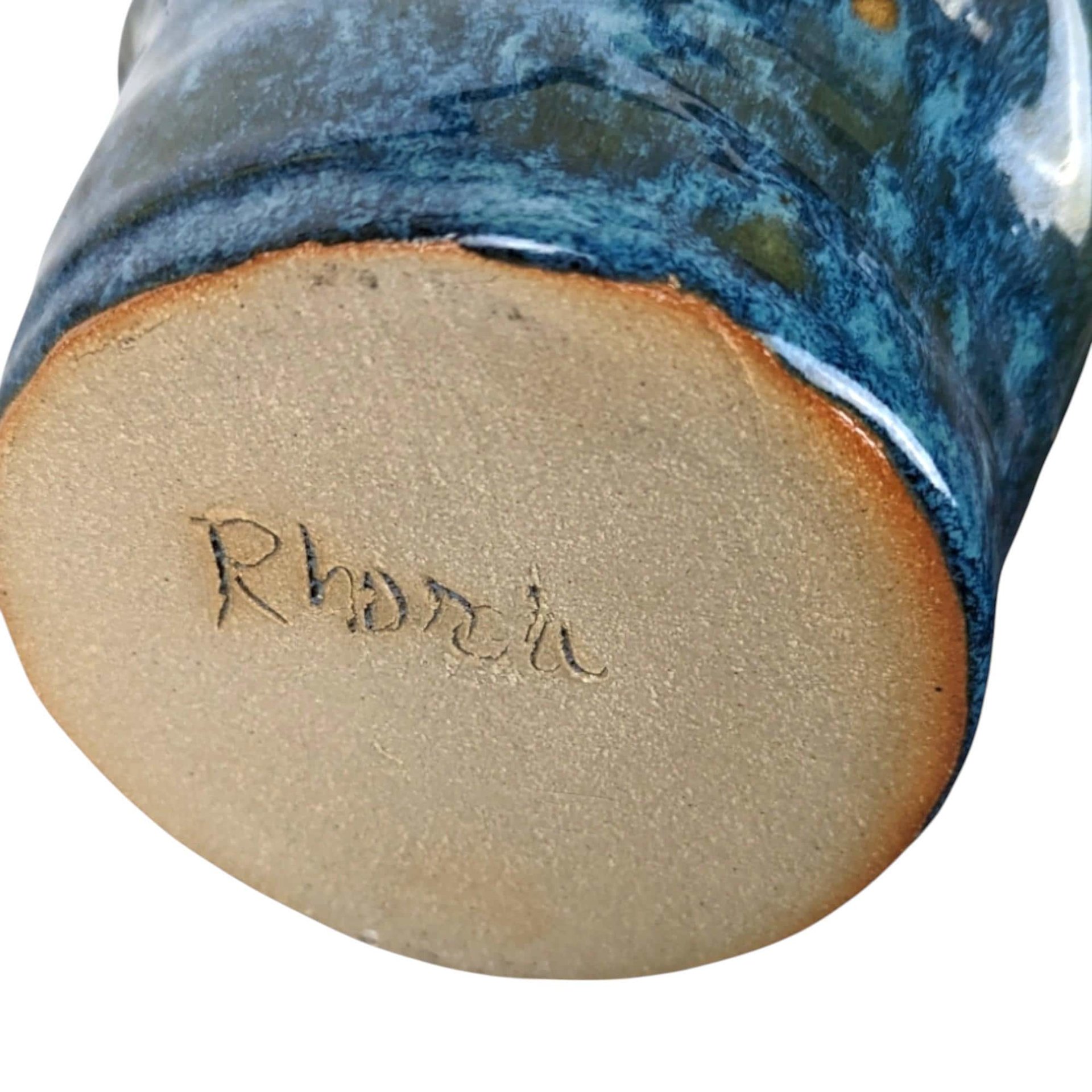 Vintage Blue Asymmetrical Pottery Vase