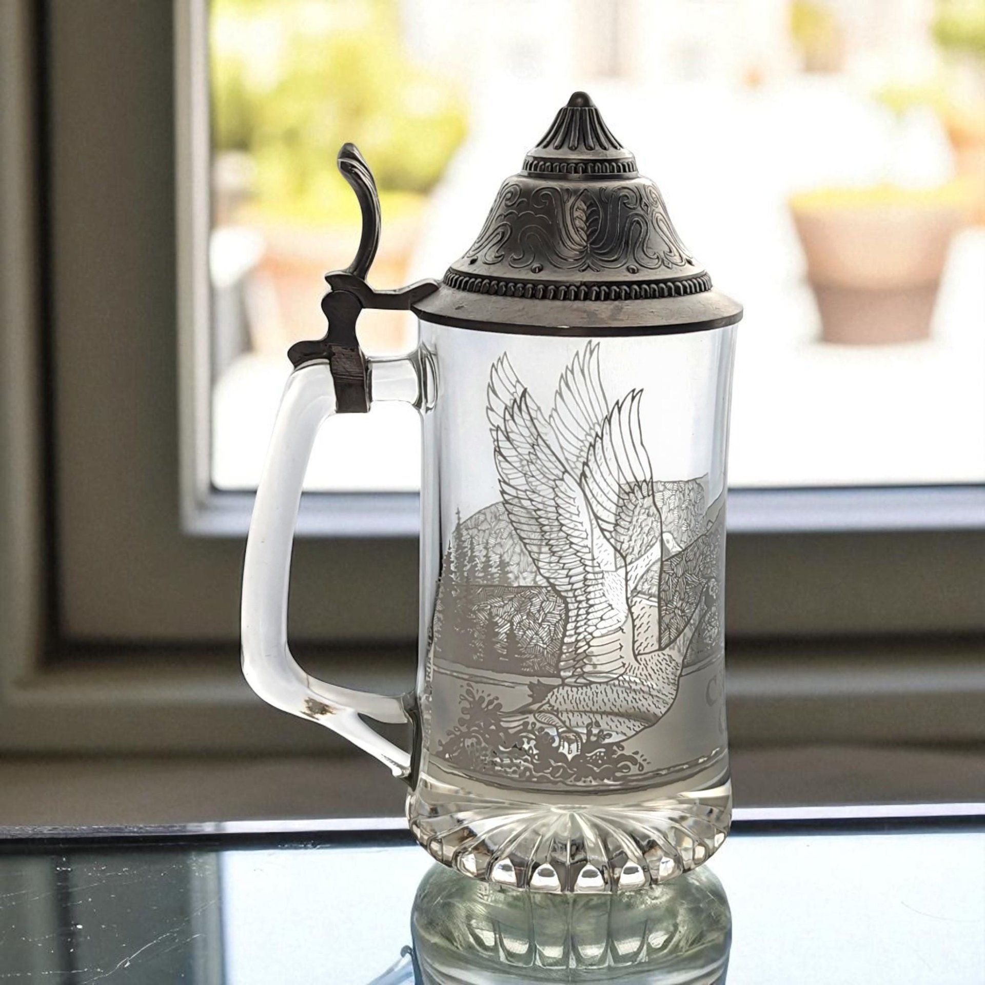 Vintage Canadian Goose Glass Etched Stein