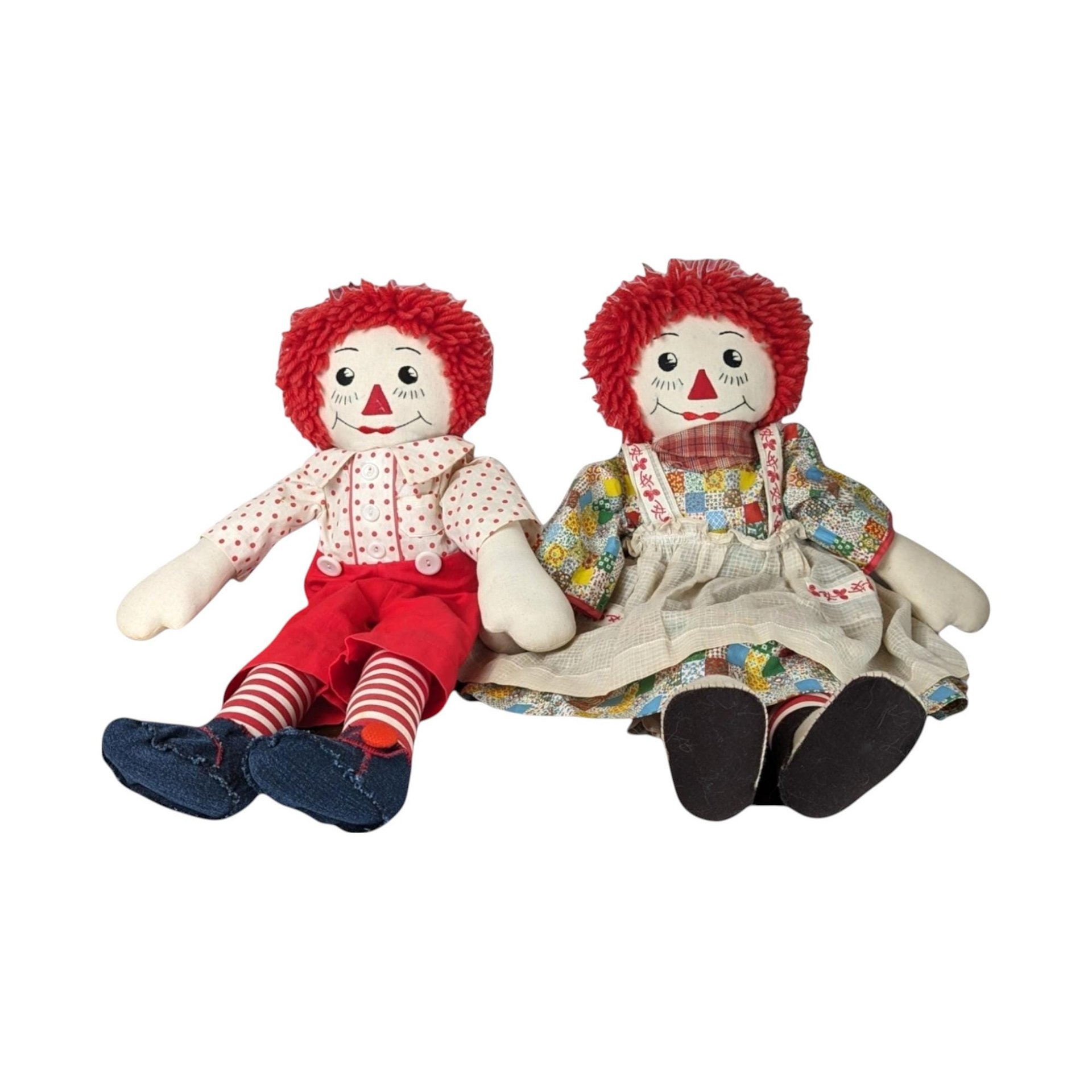 Vintage Handmade Raggedy Ann and Andy Dolls
