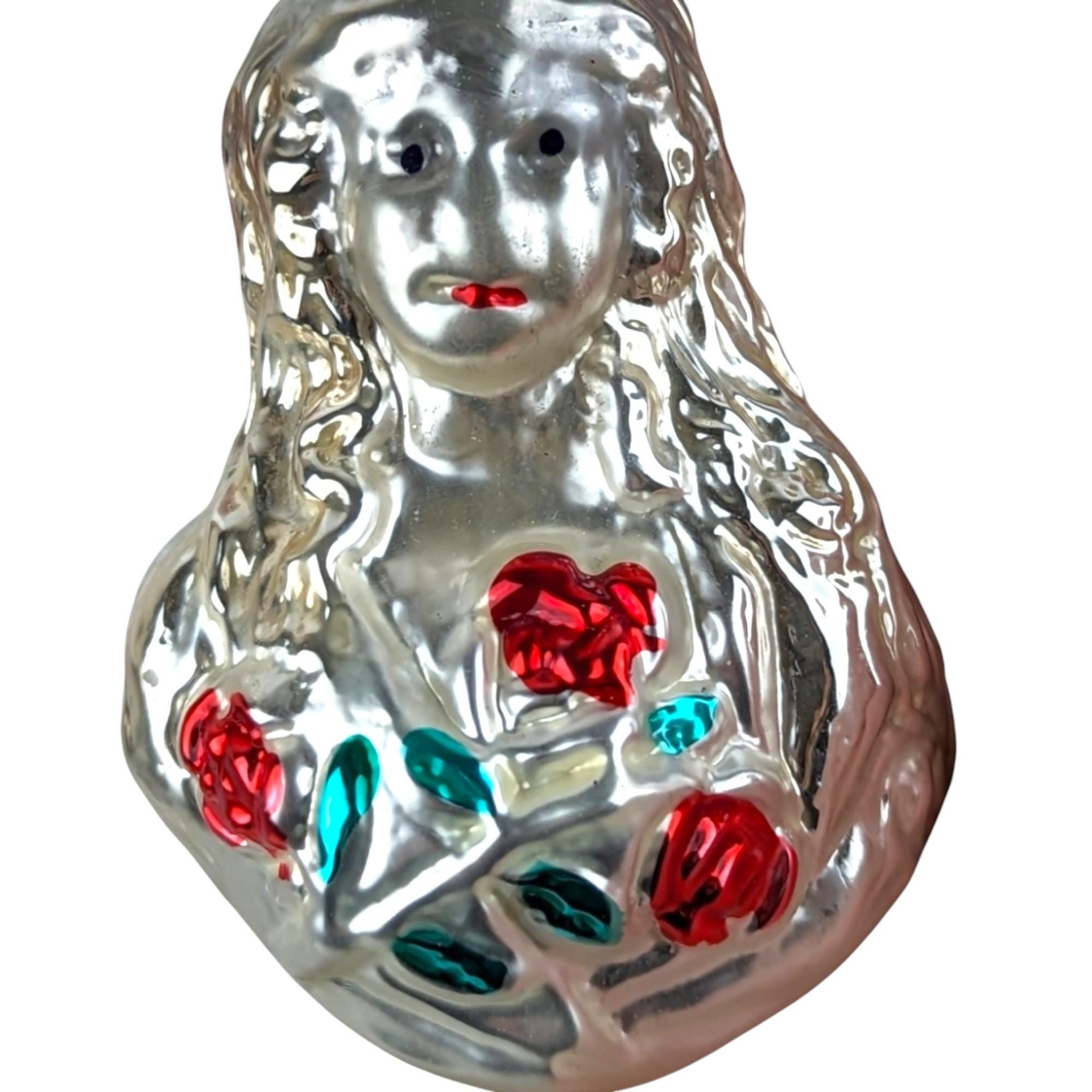 1982 Inge Glass Angel with Roses Ornament