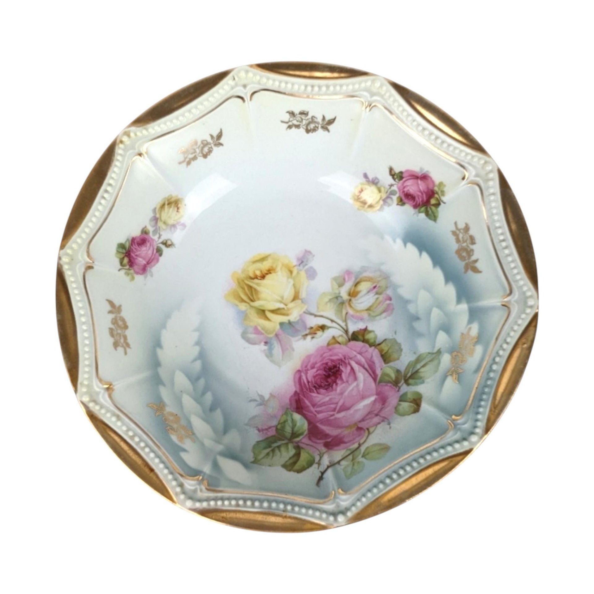 Antique P.K. Silesia Floral Porcelain Bowl