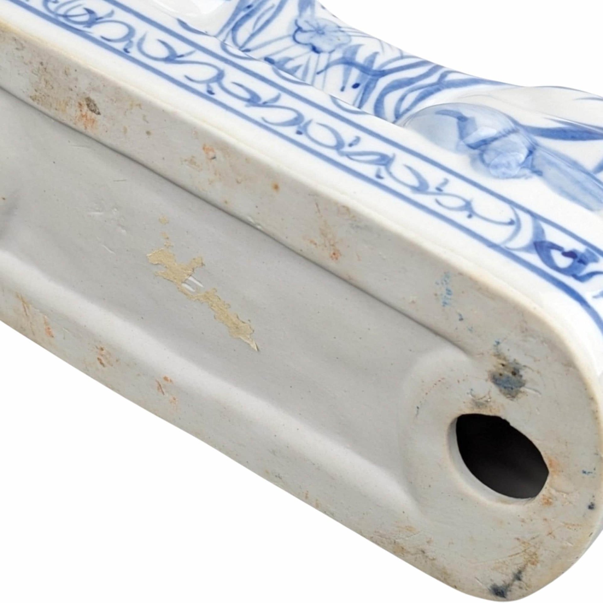 Vintage Chinese Blue and White Porcelain Opium Pillow