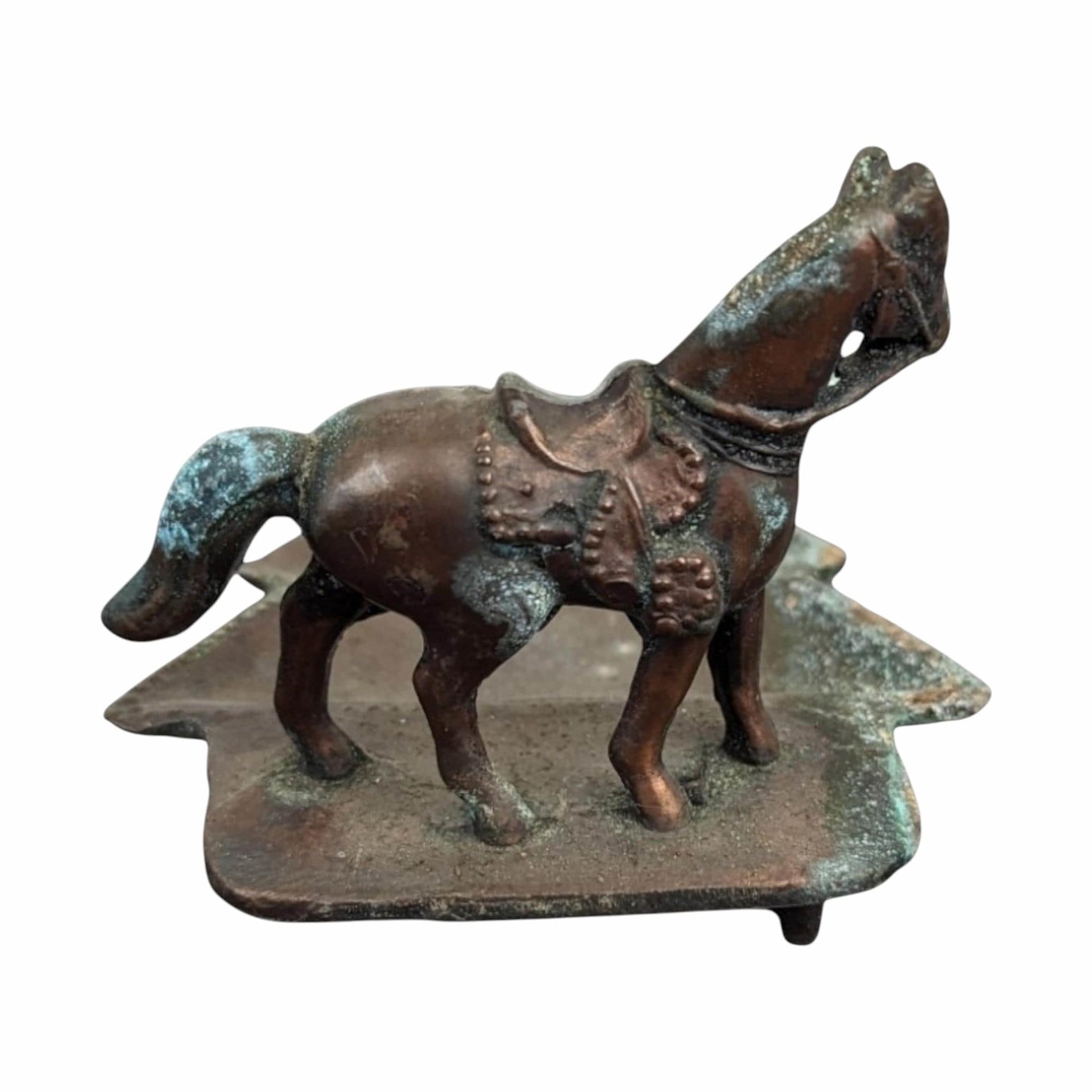1930s John Wright Co. Cast Saddled Horse Metal Ashtray