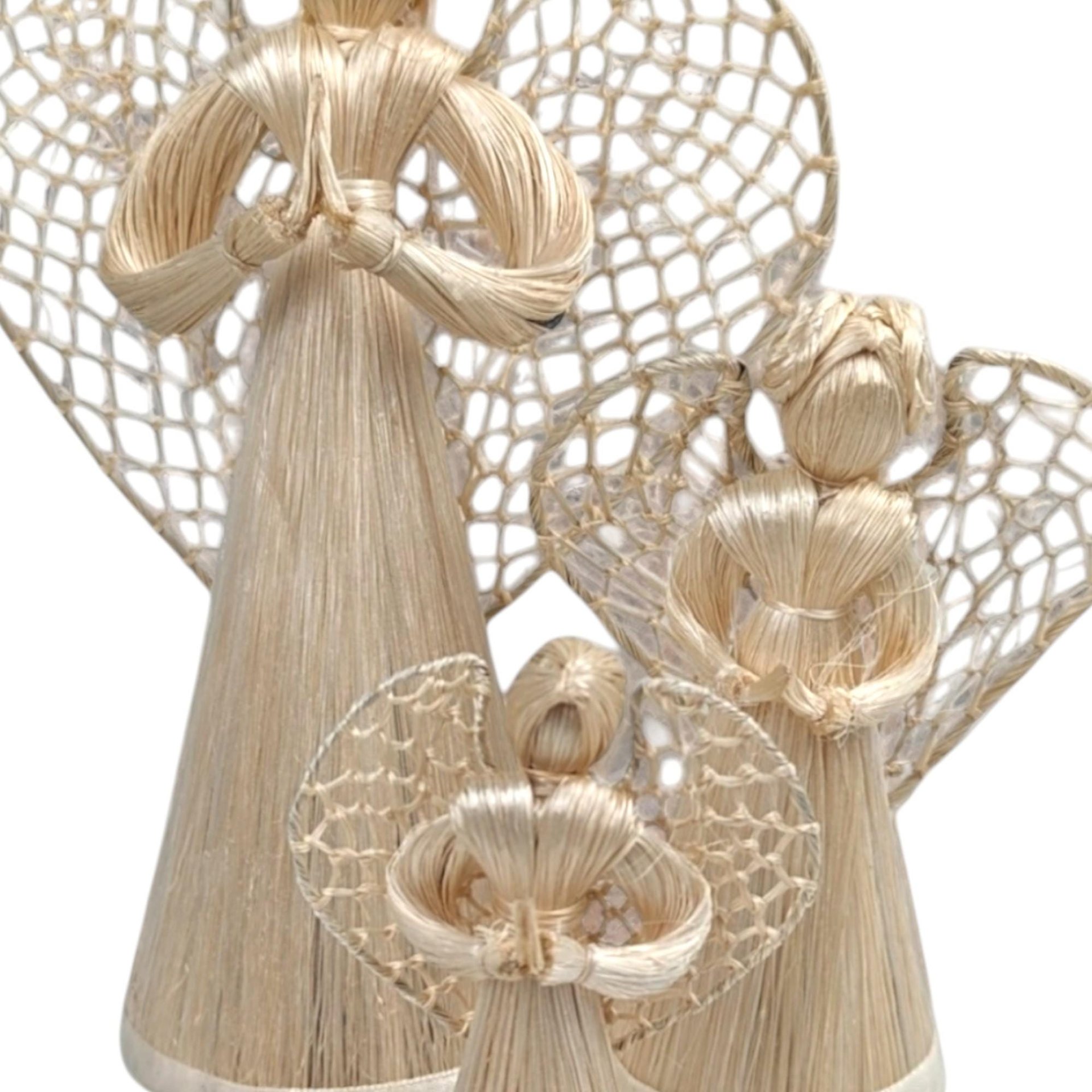 Vintage Trio of Corn Husk Angel Figurines