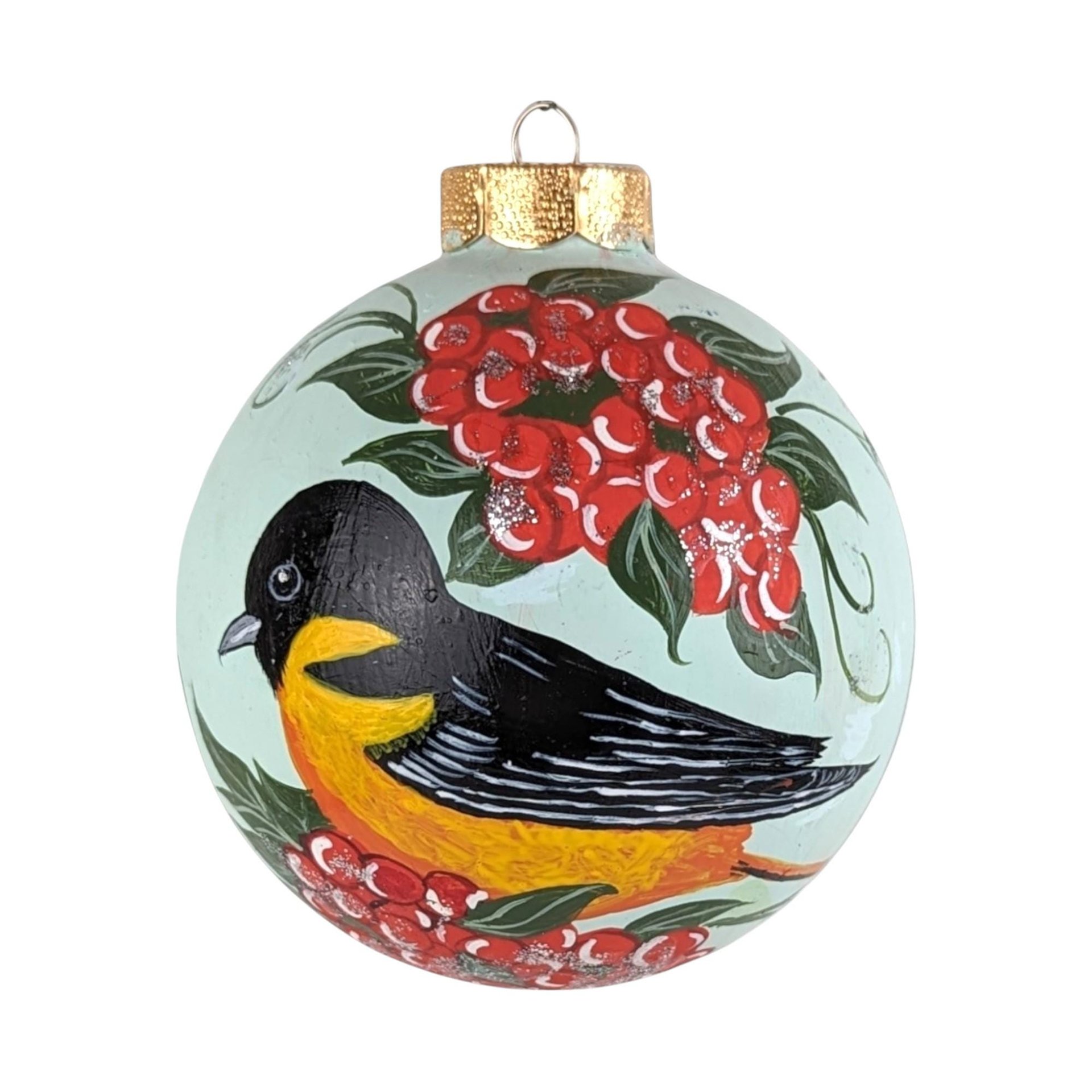 Vintage Hand Painted Oriole Bird Ornament