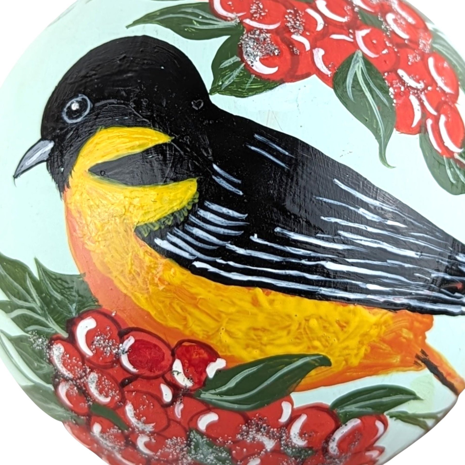 Vintage Hand Painted Oriole Bird Ornament