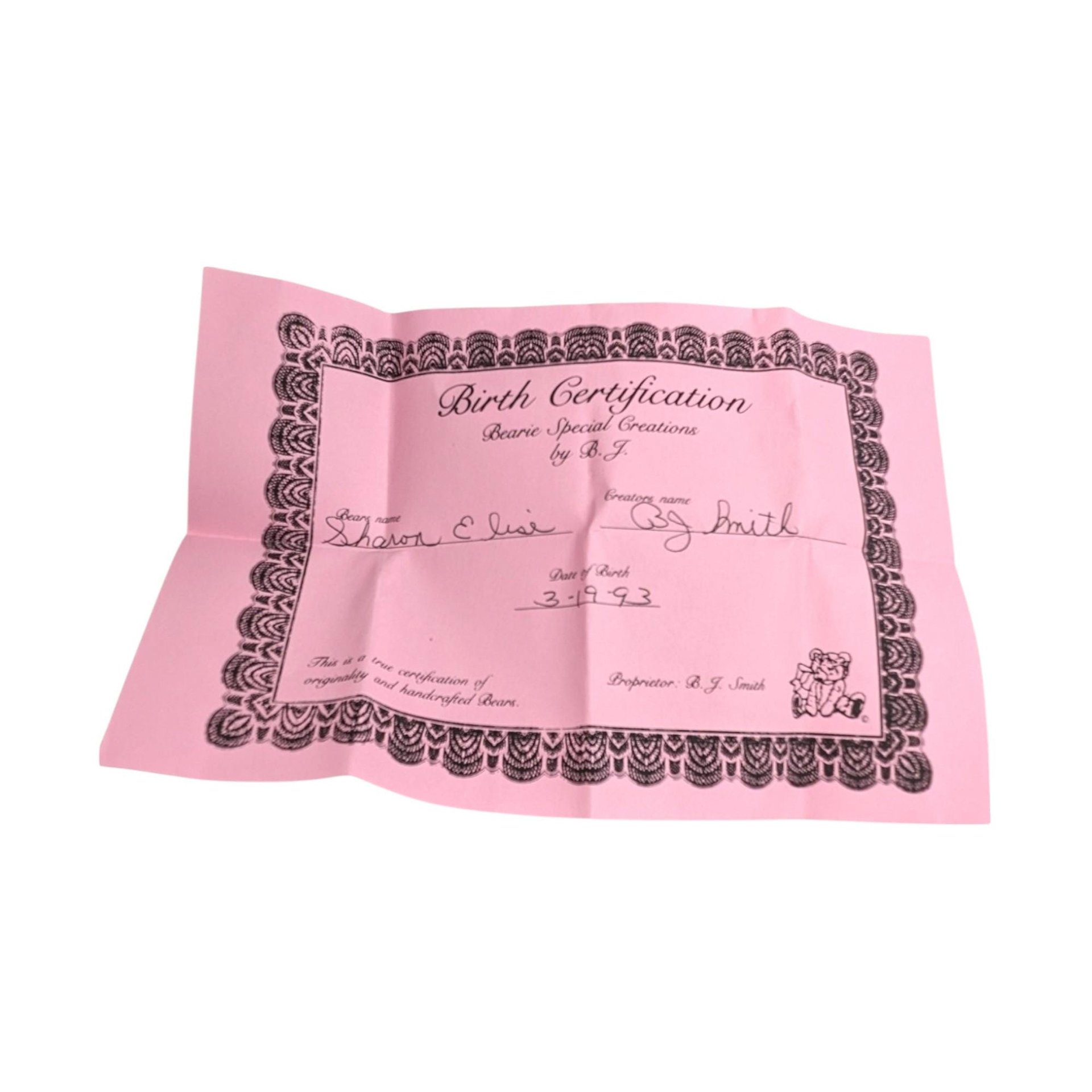 1993 Beary Special Creations Sharon Elise Bear