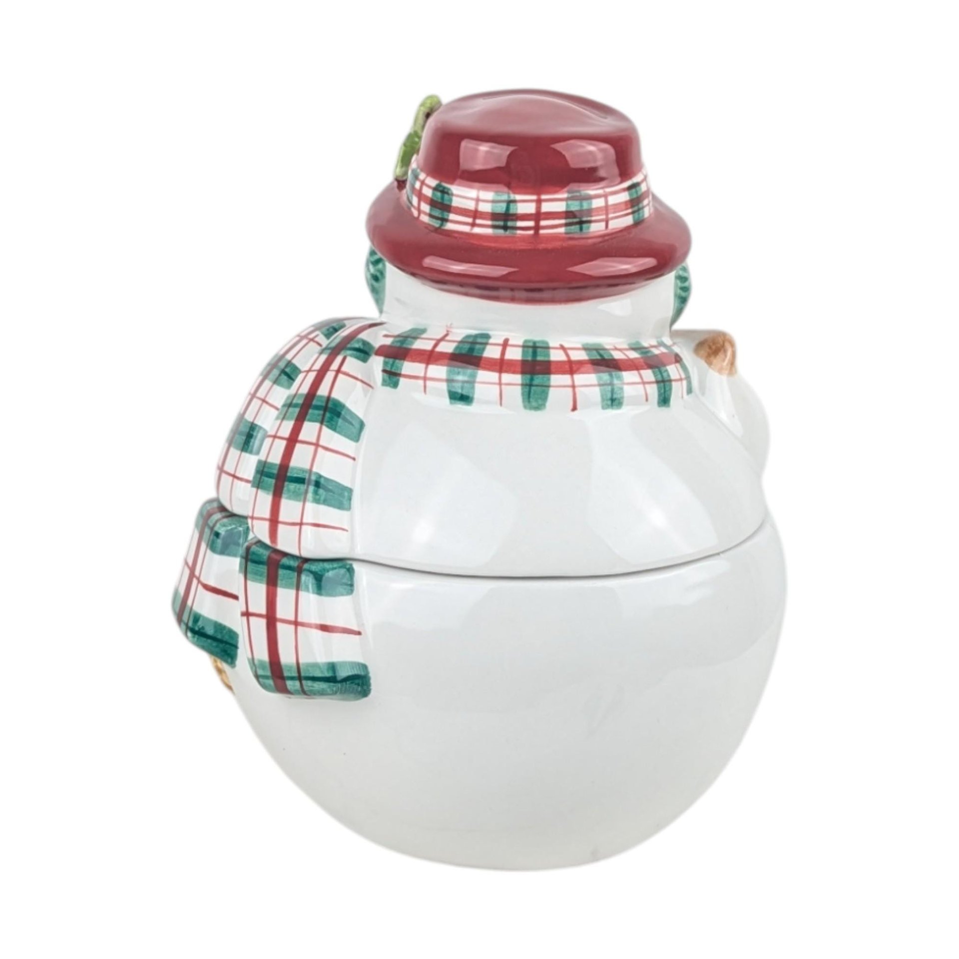 Vintage Fitz and Floyd Snowman Covered Bowl: