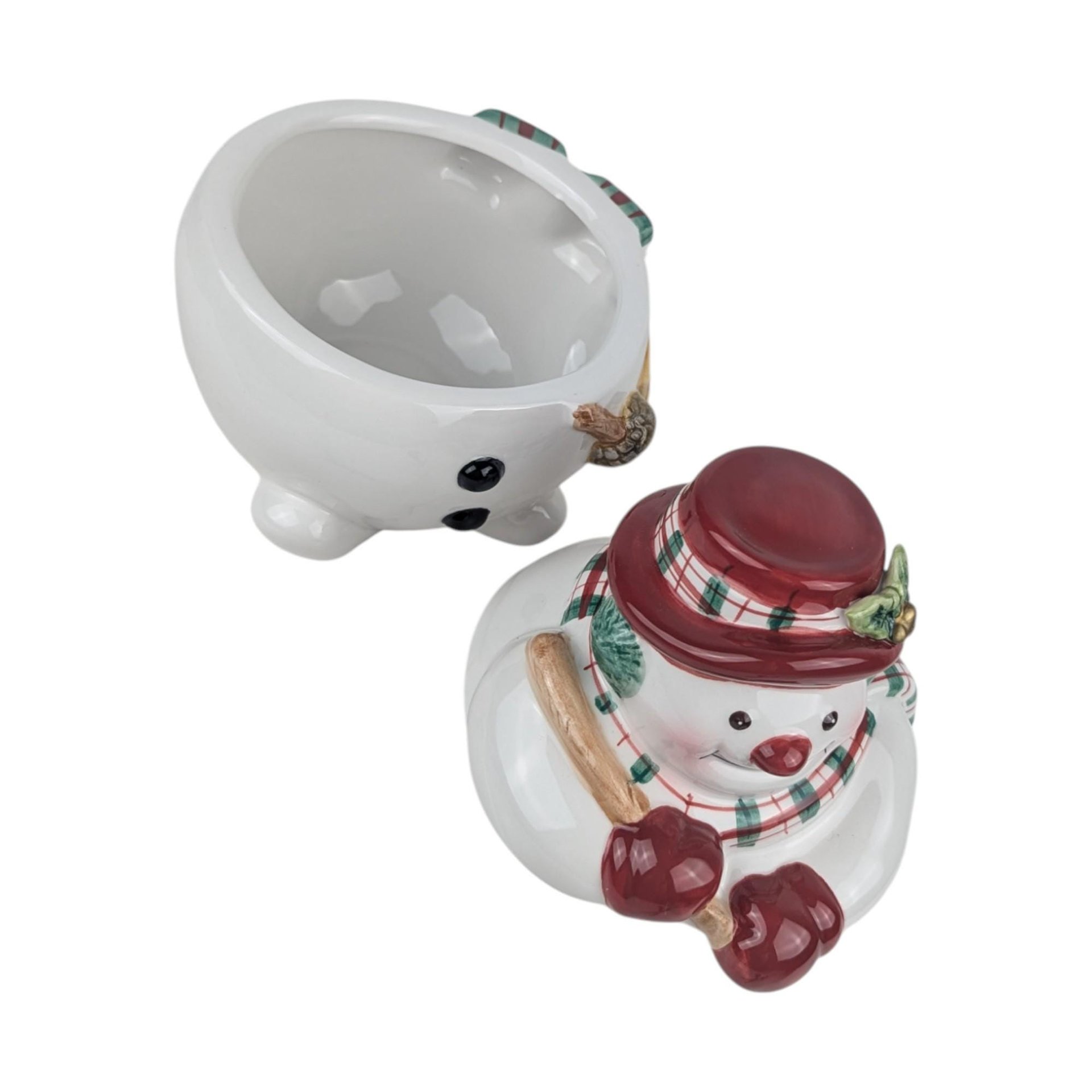 Vintage Fitz and Floyd Snowman Covered Bowl:
