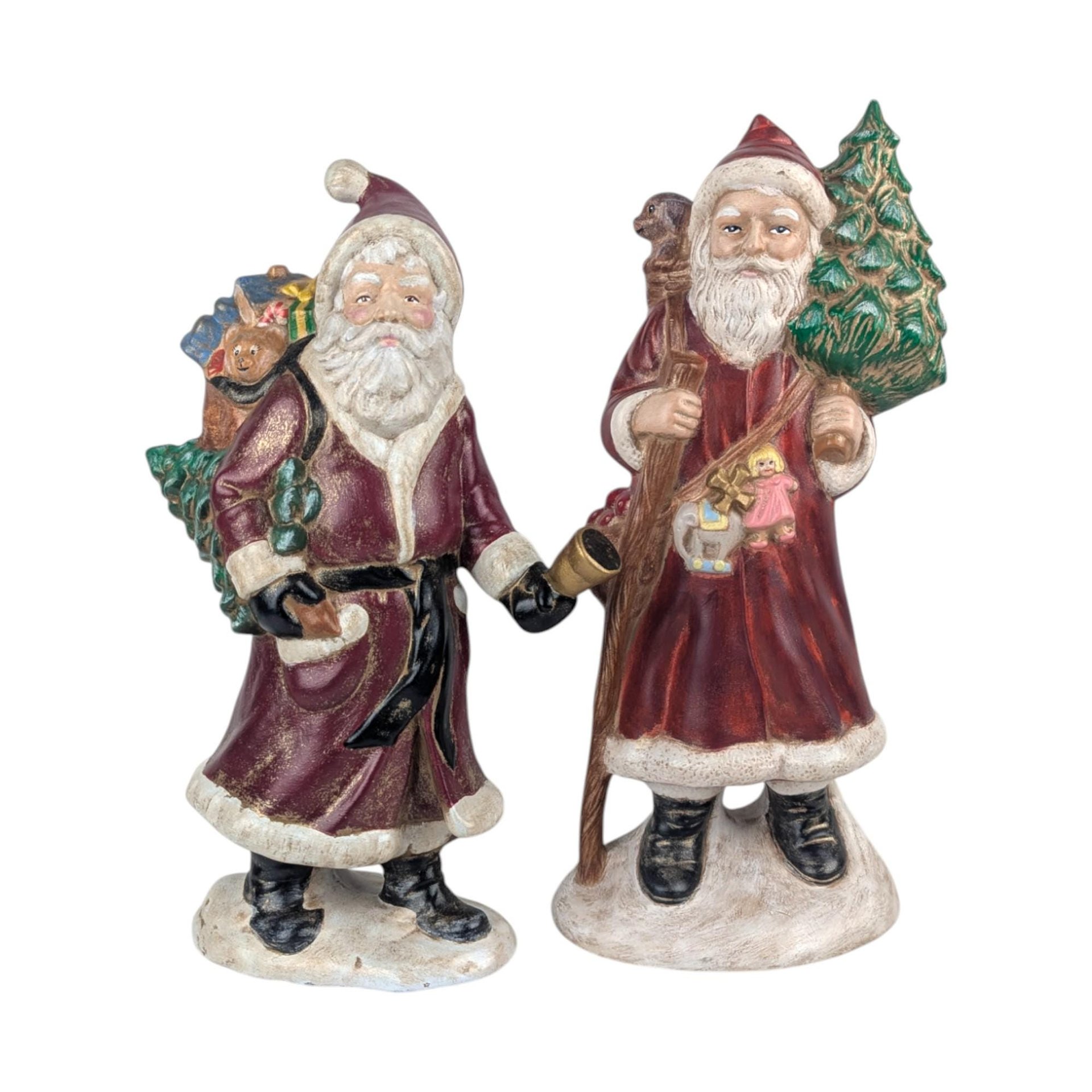 Vintage 1987 Signed Ceramic Santa Figures