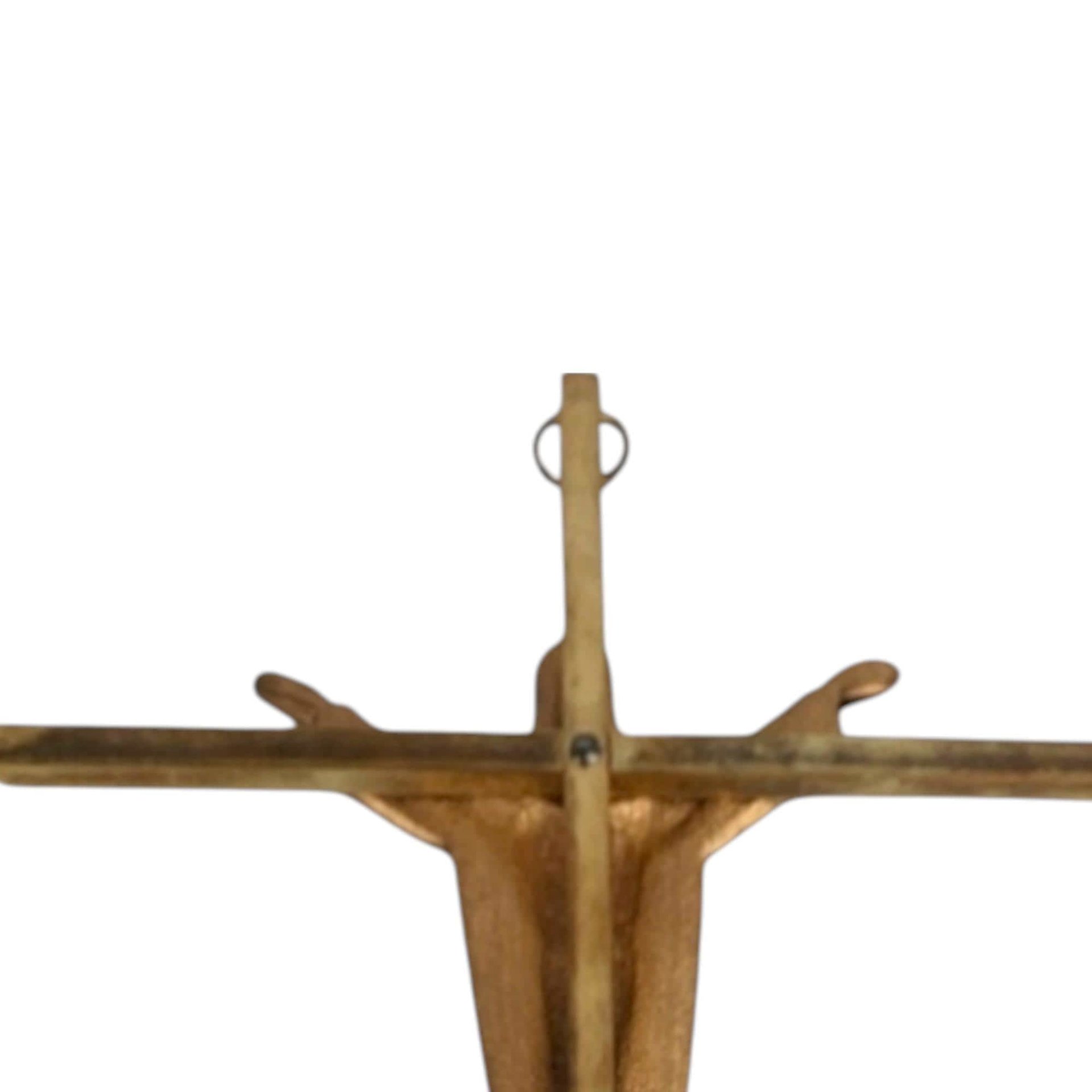 Mid-Century Modern Brass Toned Metal Crucifix Wall Hanging