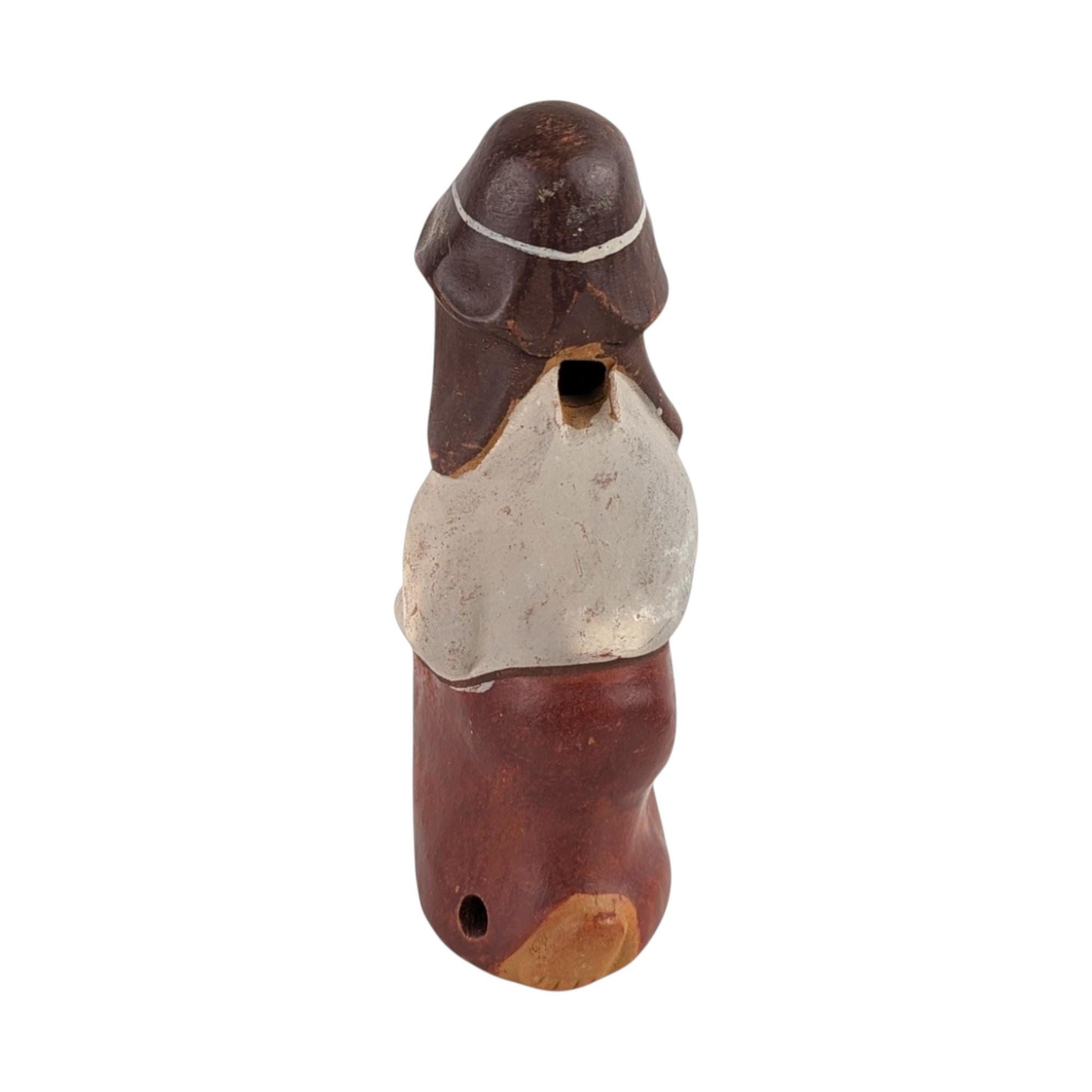 Vintage Hand Painted Clay Man Musical Whistle