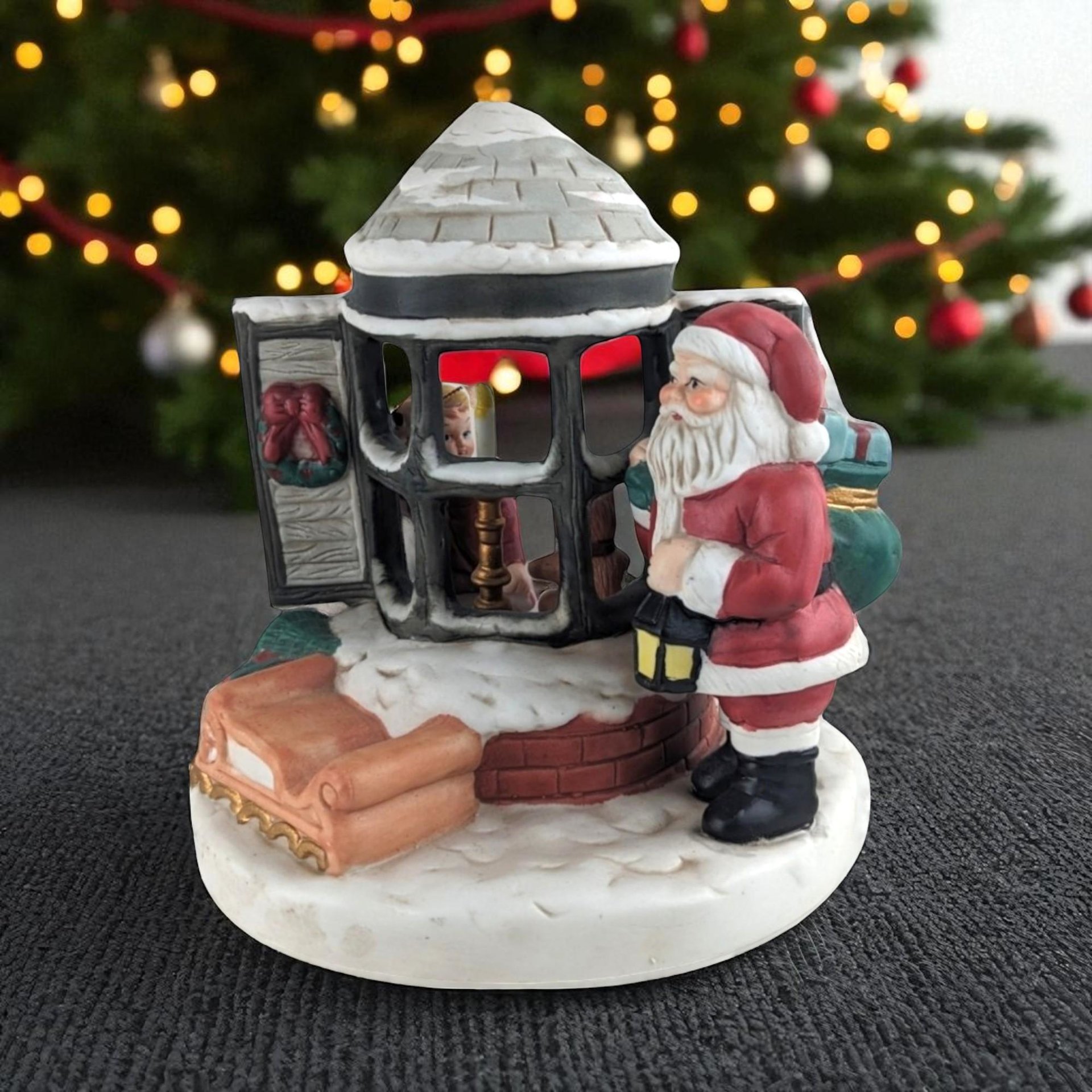 Vintage Midwest Santa at Window Music Box