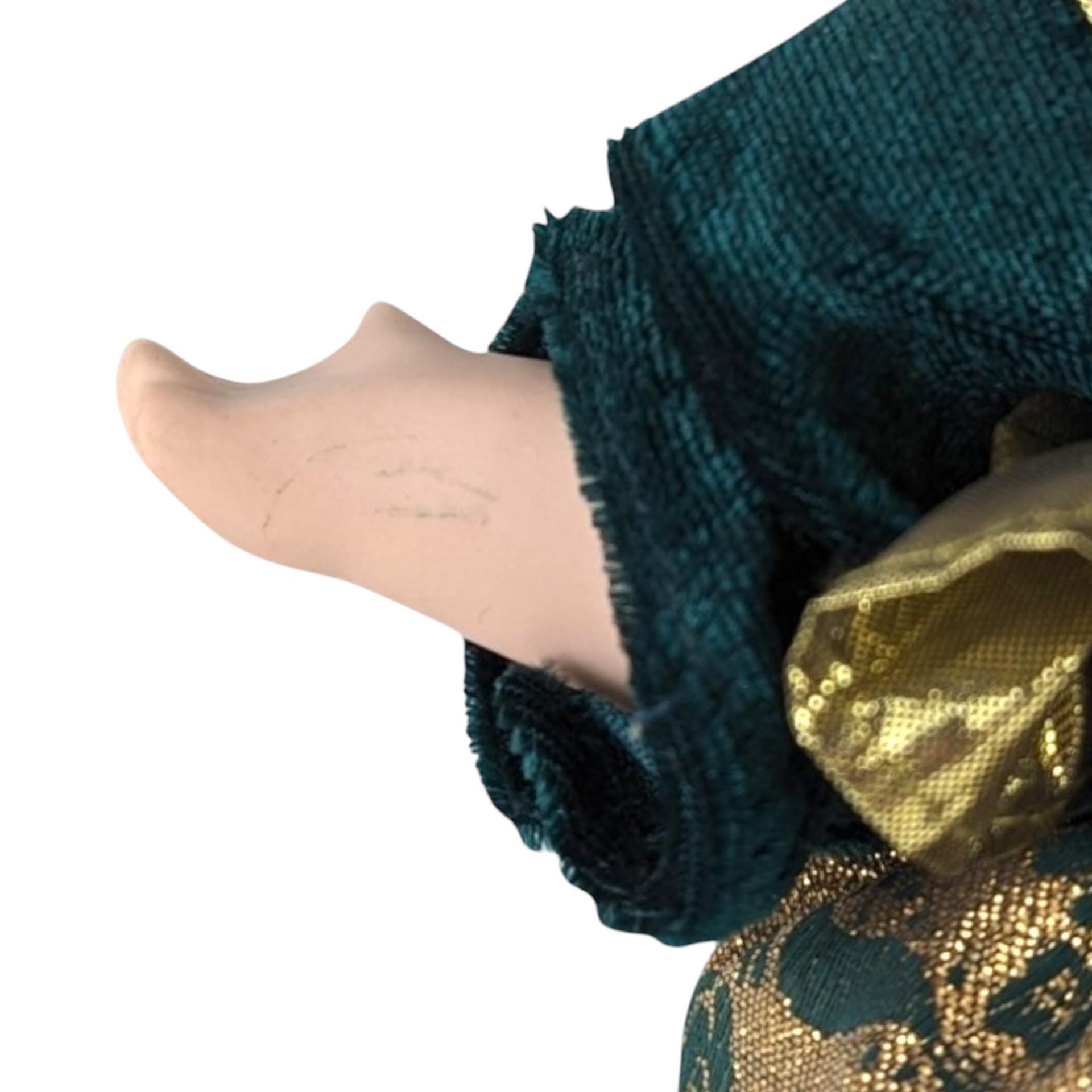 Vintage 12" Porcelain Green and Gold Mardi Gras Jester