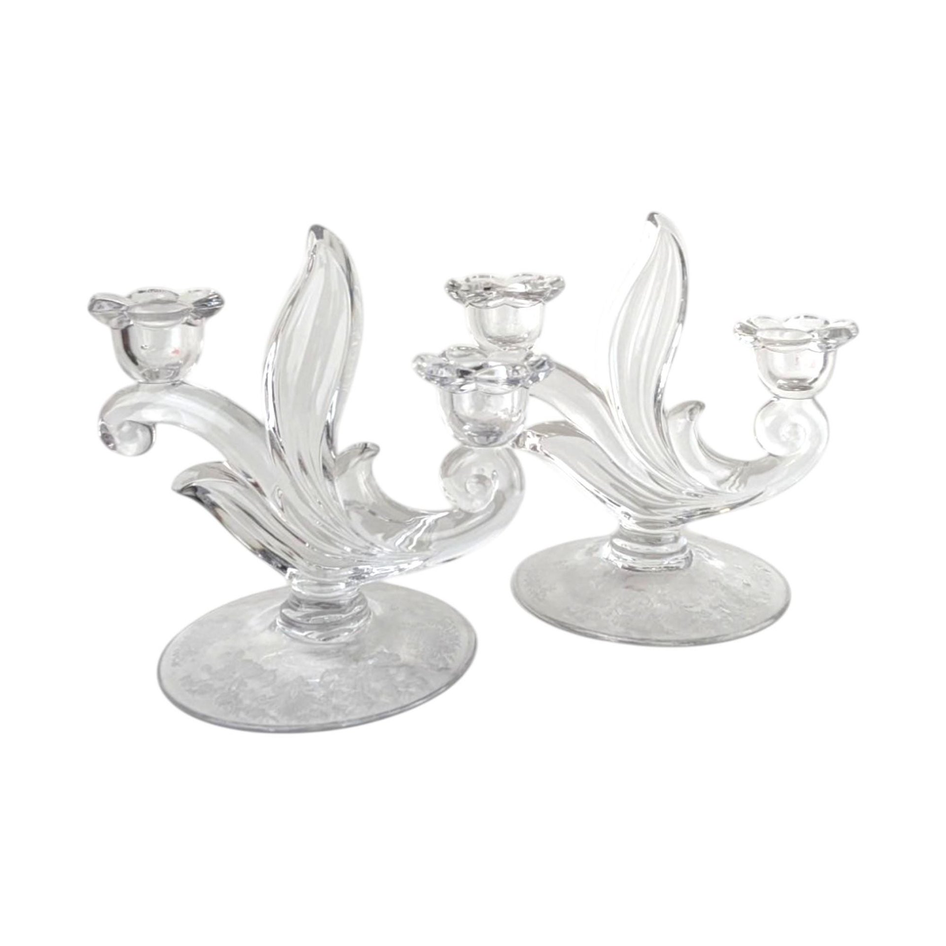 Duncan Miller First Love Glass Candlesticks