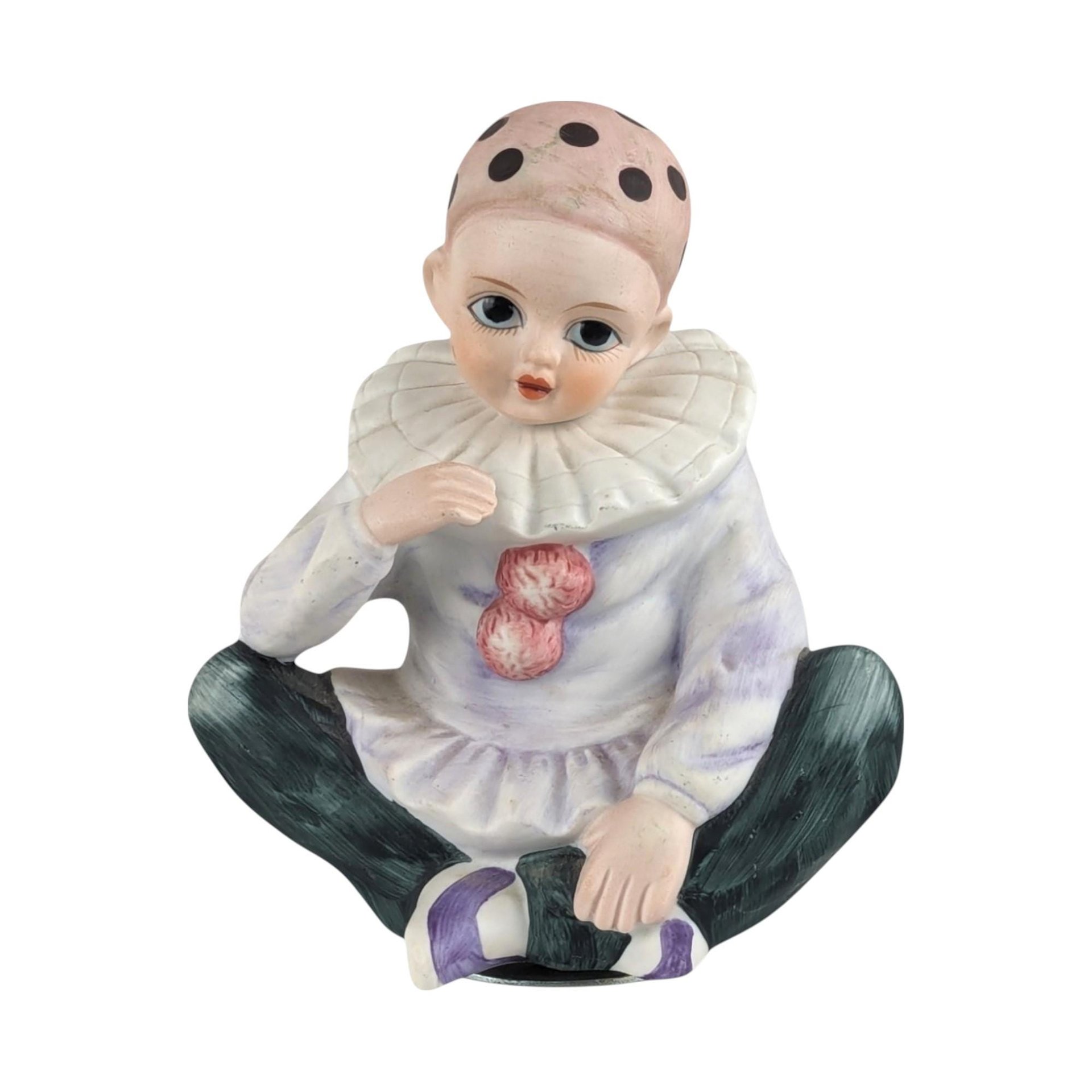 Vintage MANN Ceramic Harlequin Clown Music Box