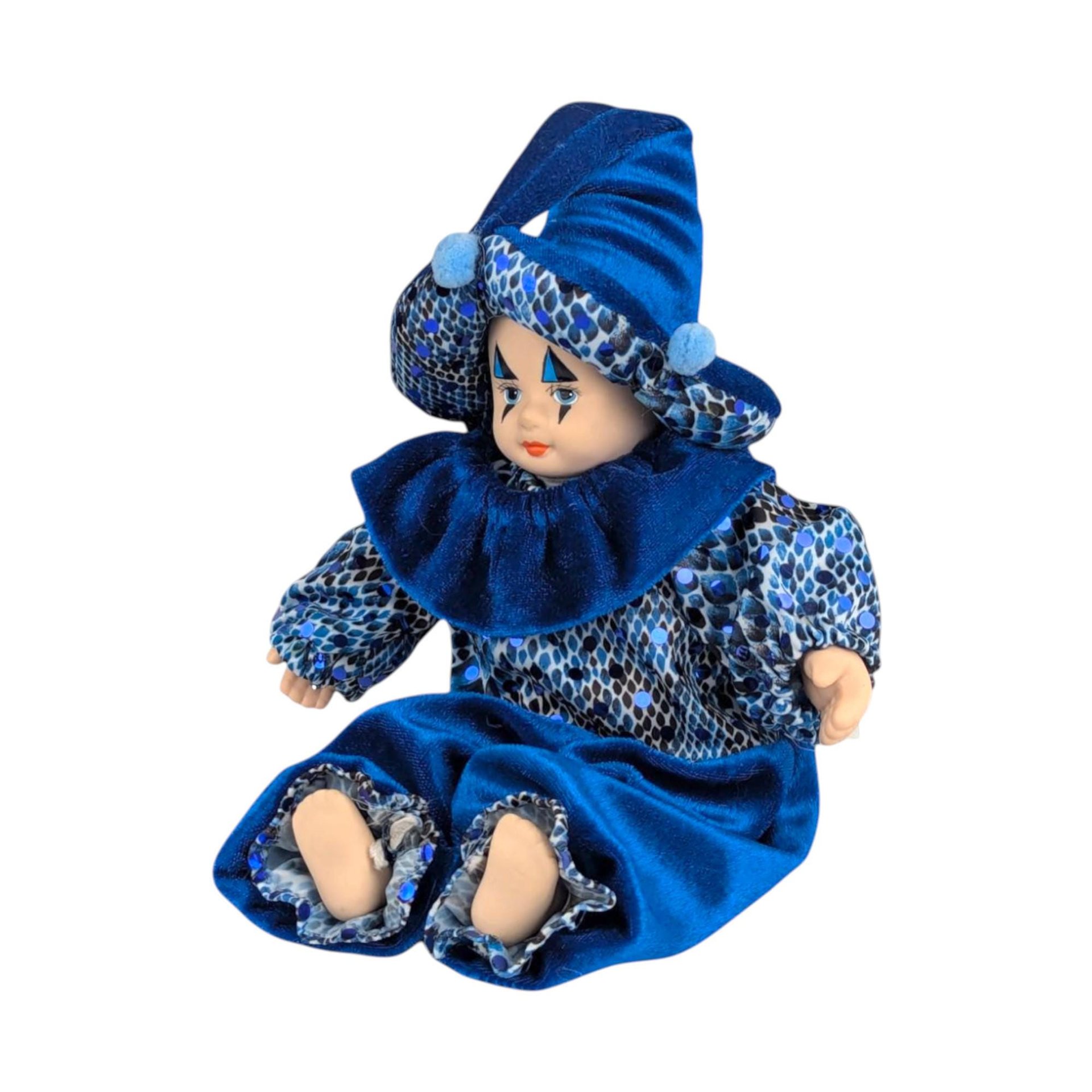 Vintage Blue Porcelain Harlequin Doll