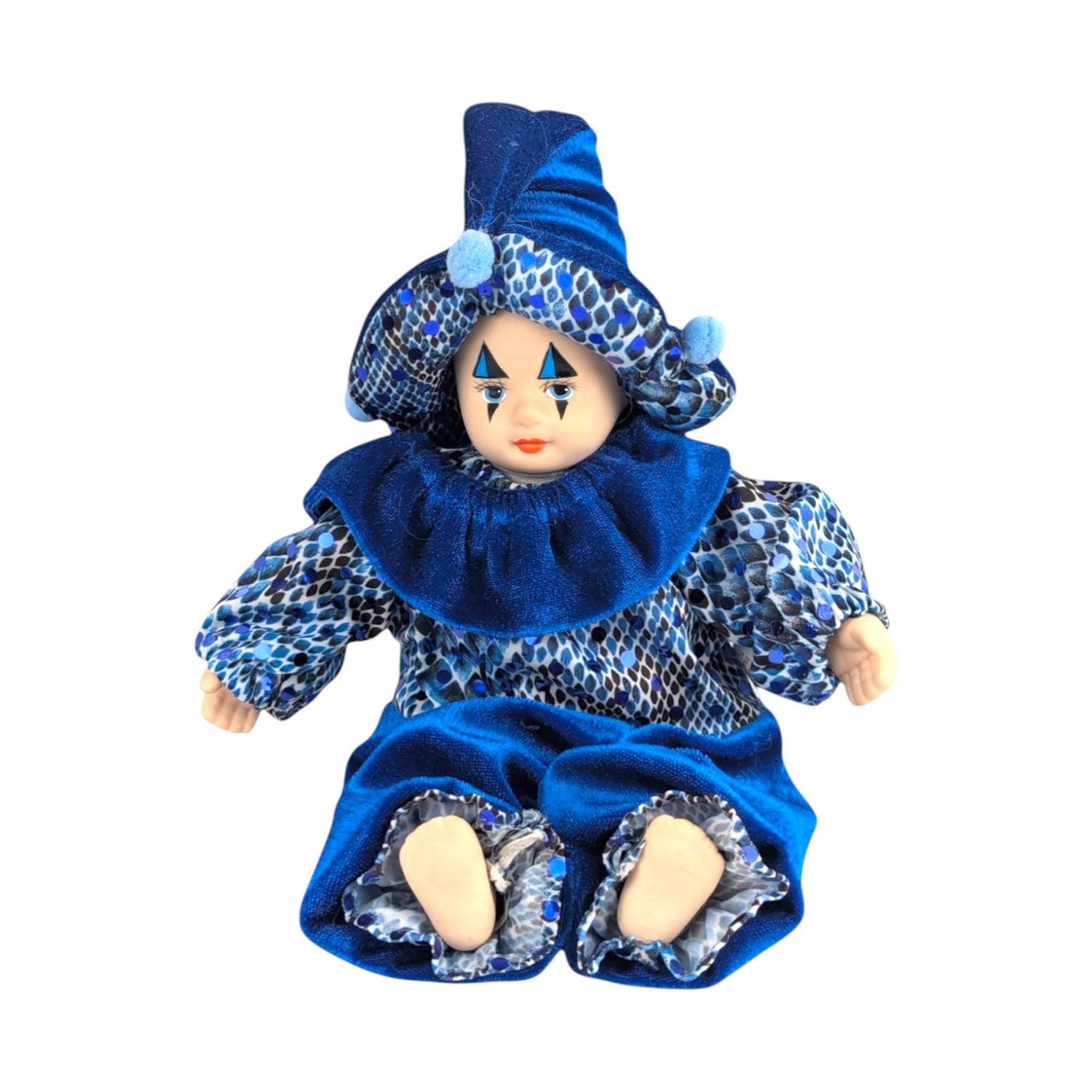 Vintage Blue Porcelain Harlequin Doll