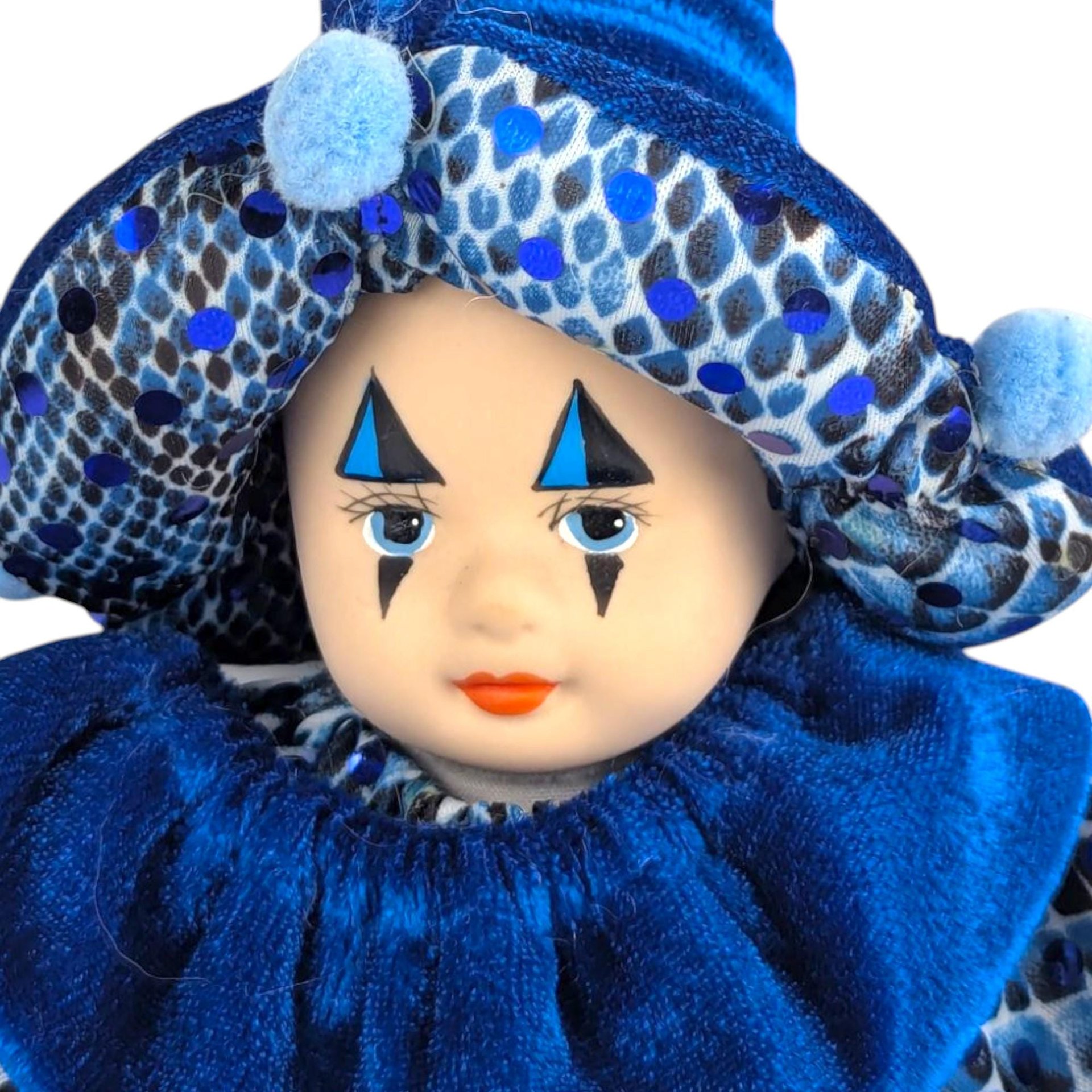 Vintage Blue Porcelain Harlequin Doll