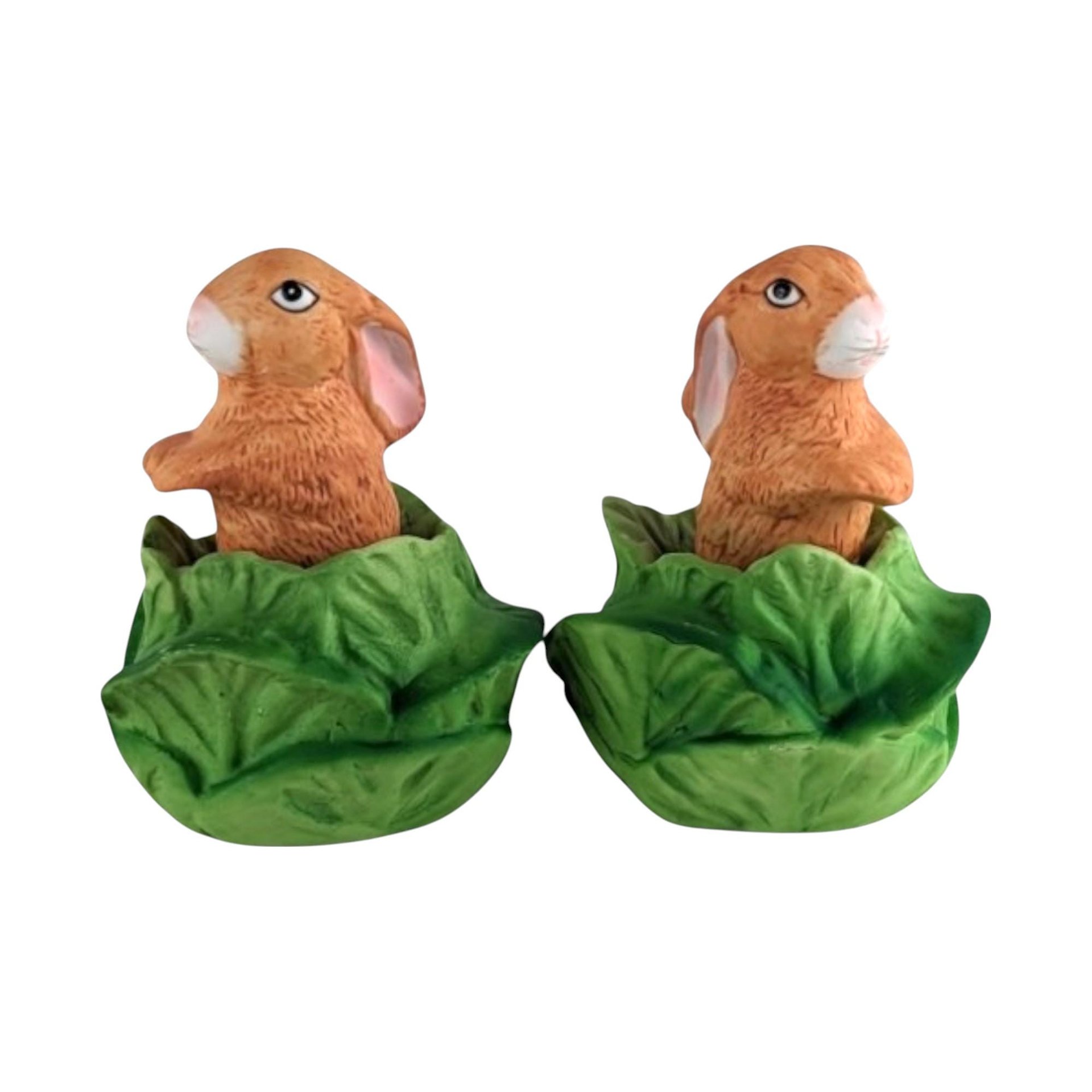 Vintage Bunny in Lettuce Figurines
