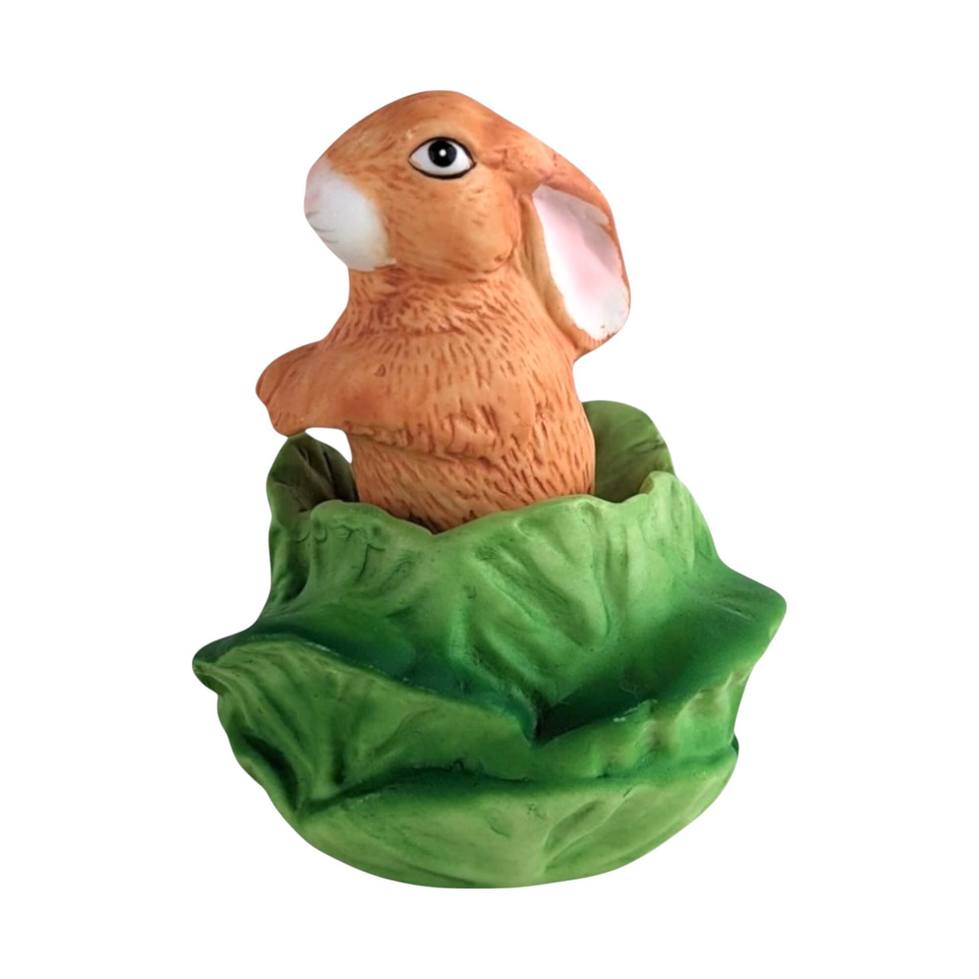 Vintage Bunny in Lettuce Figurines
