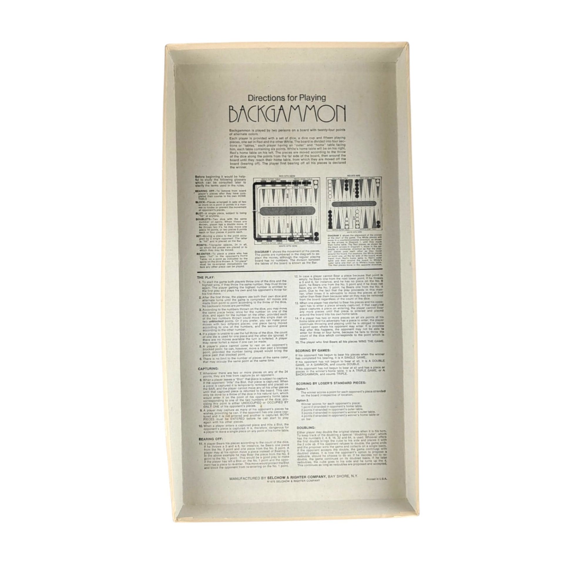 1975 Selchow & Righter Backgammon: Strategy Game