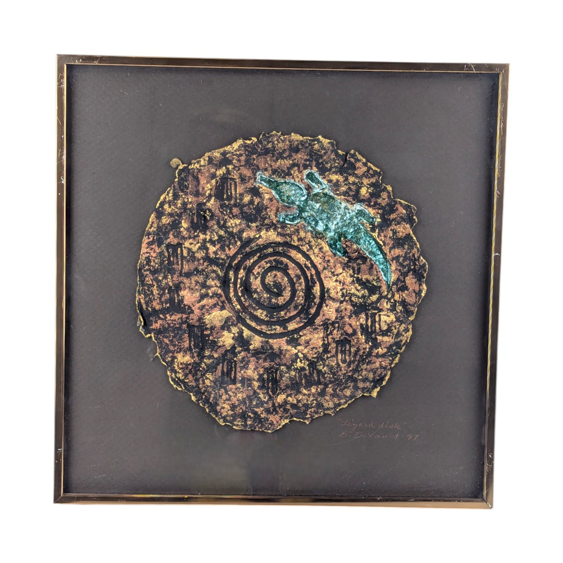 1997 Barbara DeVault Mixed Media Art: 'Lingard Disk' Framed Original