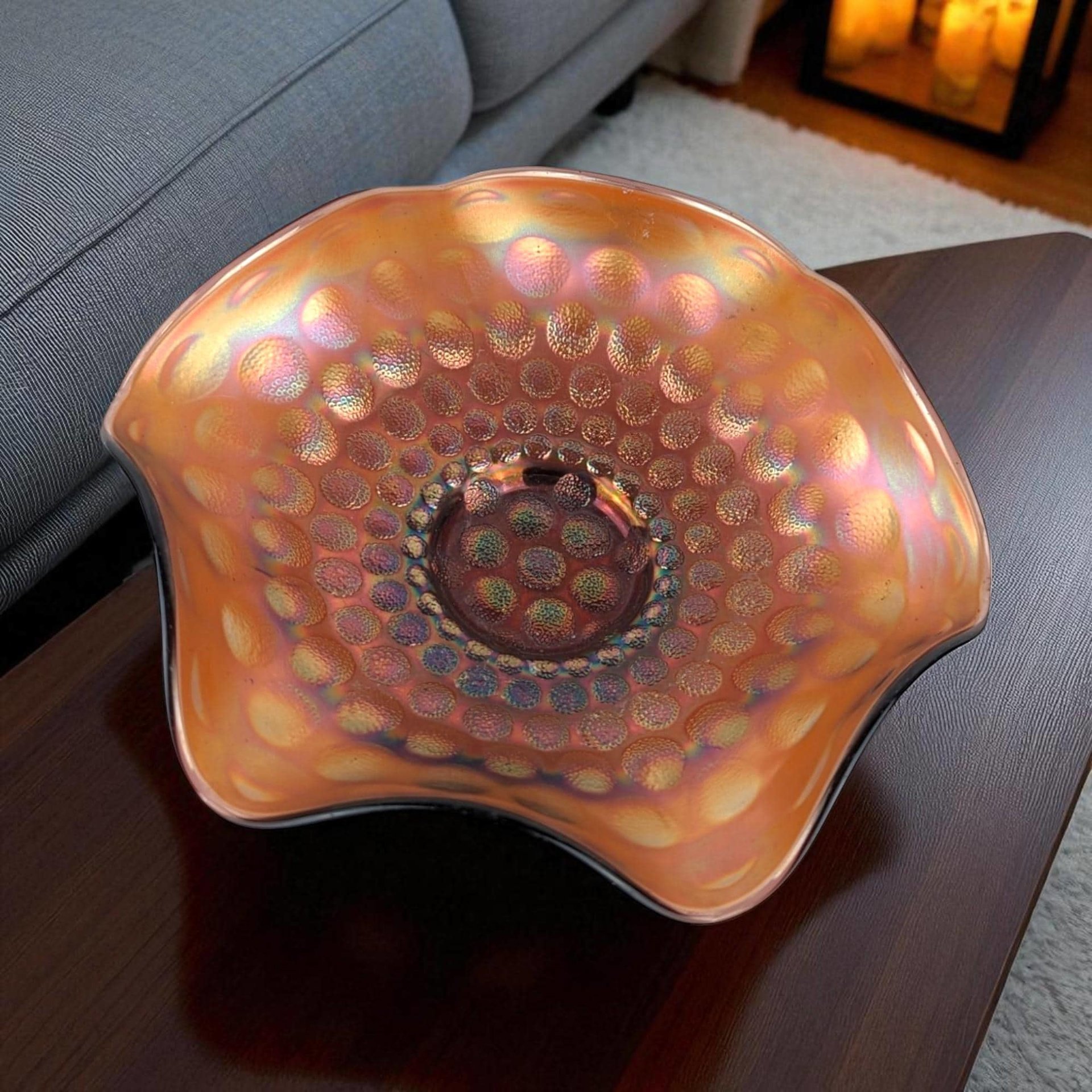 Vintage Fenton Coin Dot Carnival Glass Bowl