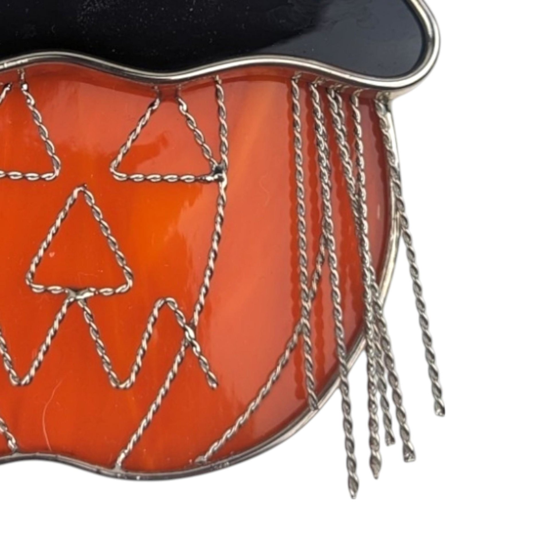 Vintage Stained Glass Jack O' Lantern Suncatcher