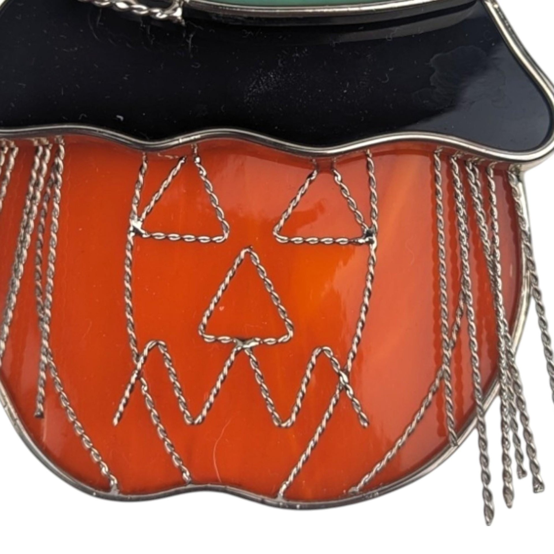 Vintage Stained Glass Jack O' Lantern Suncatcher