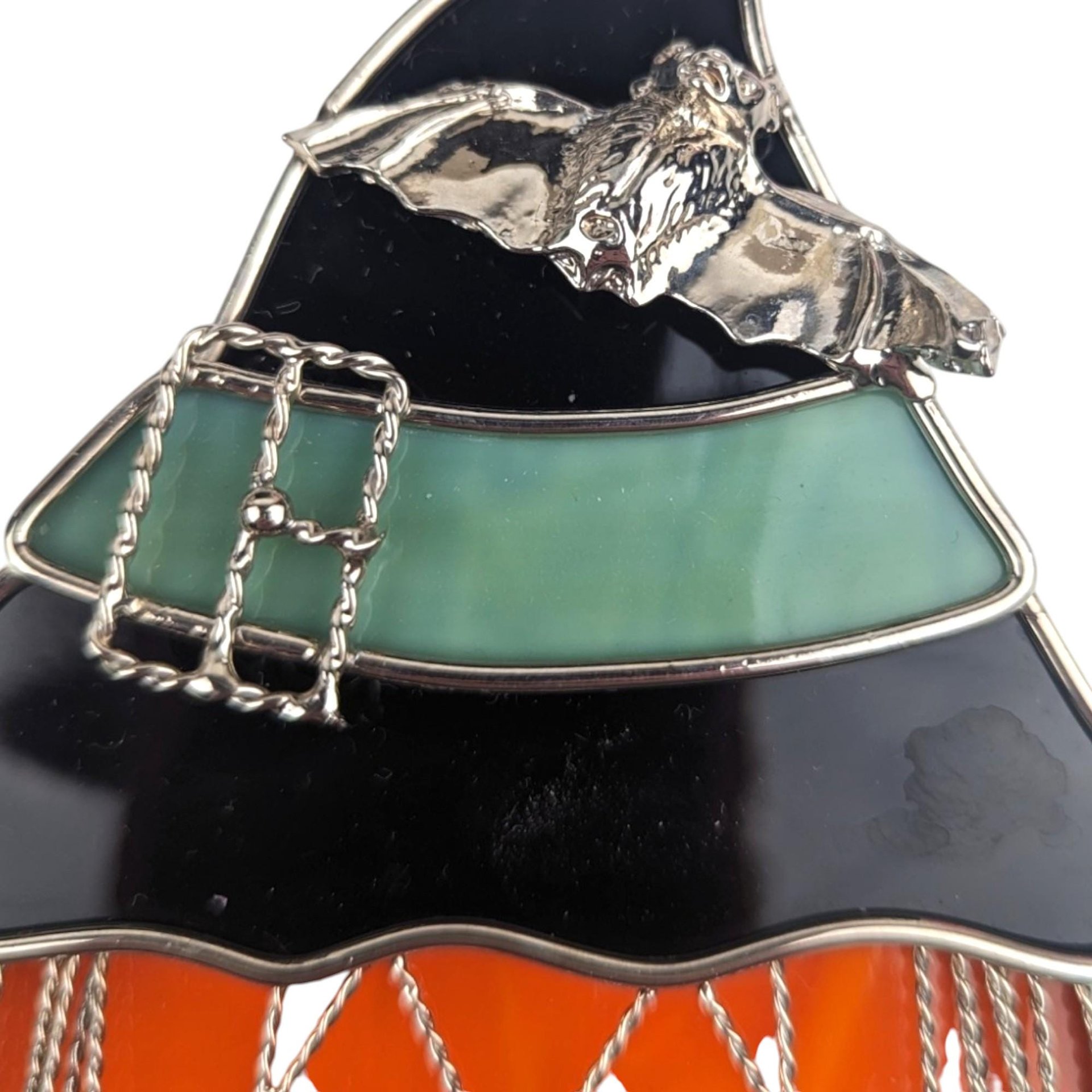 Vintage Stained Glass Jack O' Lantern Suncatcher