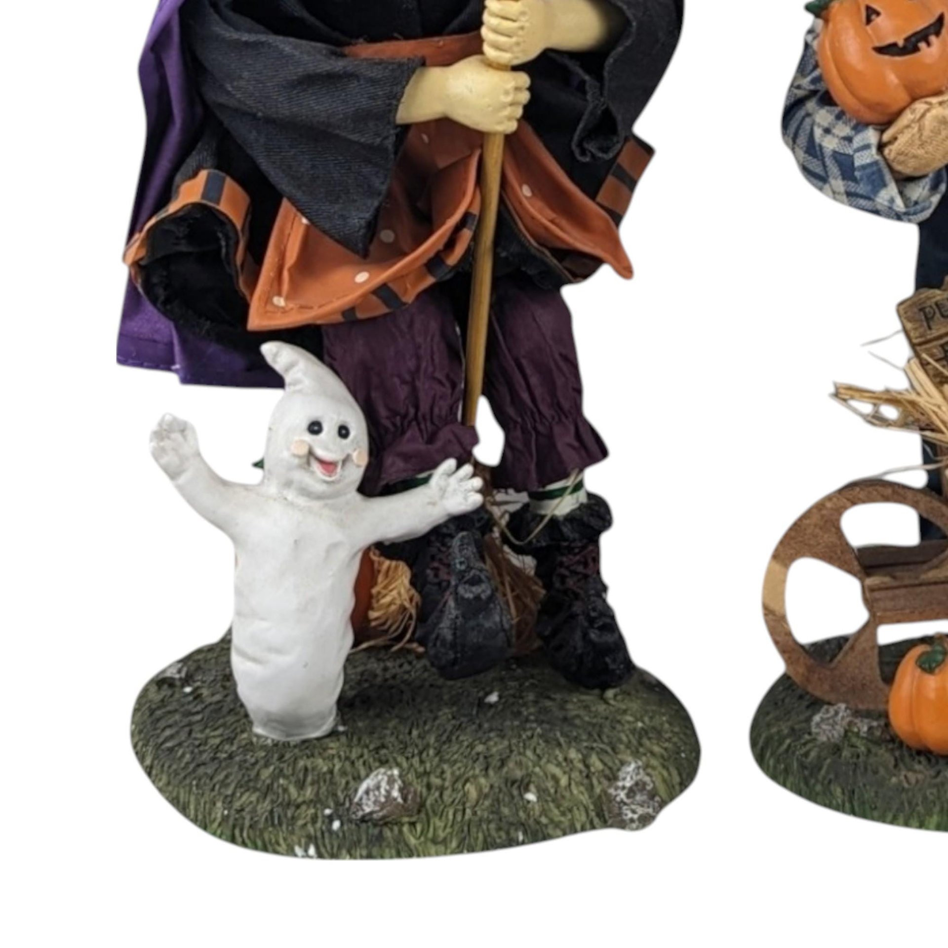 Vintage 13" Halloween Figures, Fabric Witch and Scarecrow