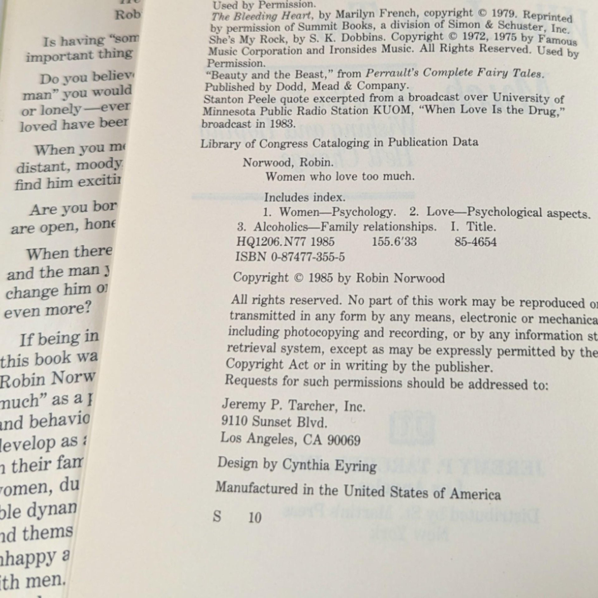 1985 Women Who Love Too Much Hardcover, Robin Norwood