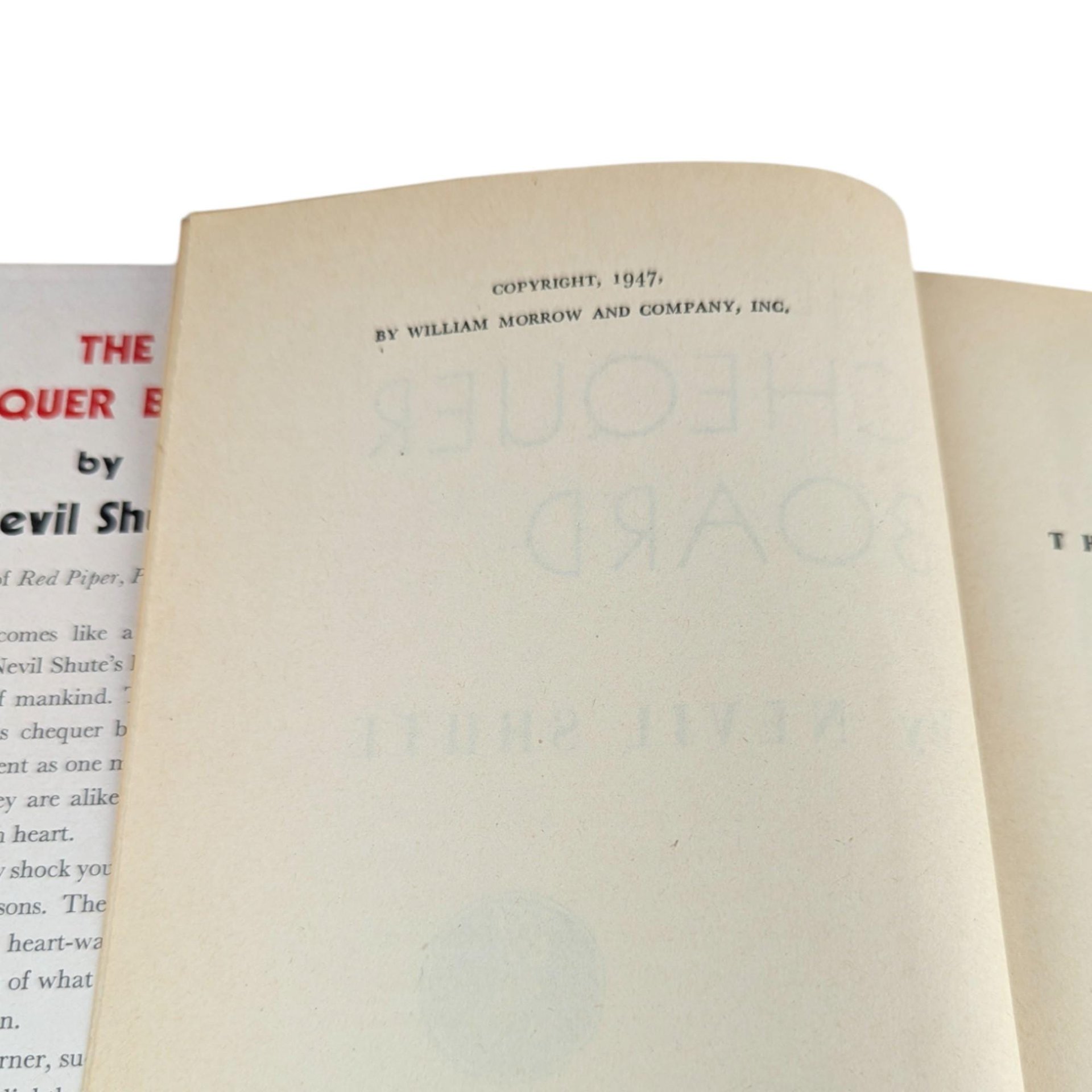 1947 The Chequer Board Hardcover, Nevil Shute First Edition