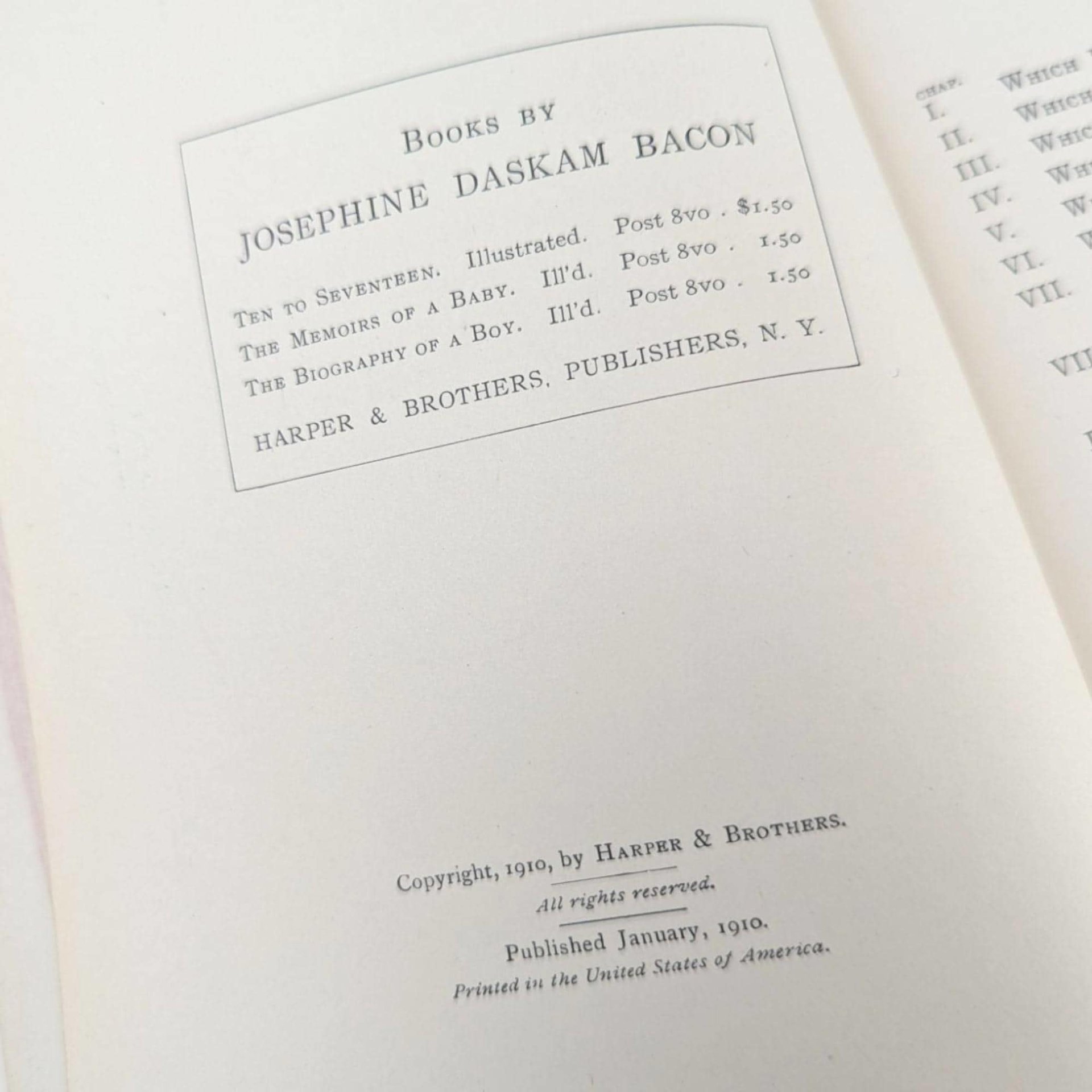 1910 The Biography of a Boy Hardcover, Josephine Daskam Bacon