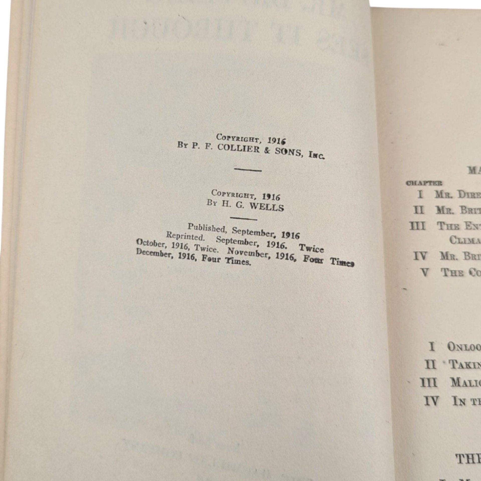 1916 Mr. Britling Sees It Through Hardcover, H.G. Wells