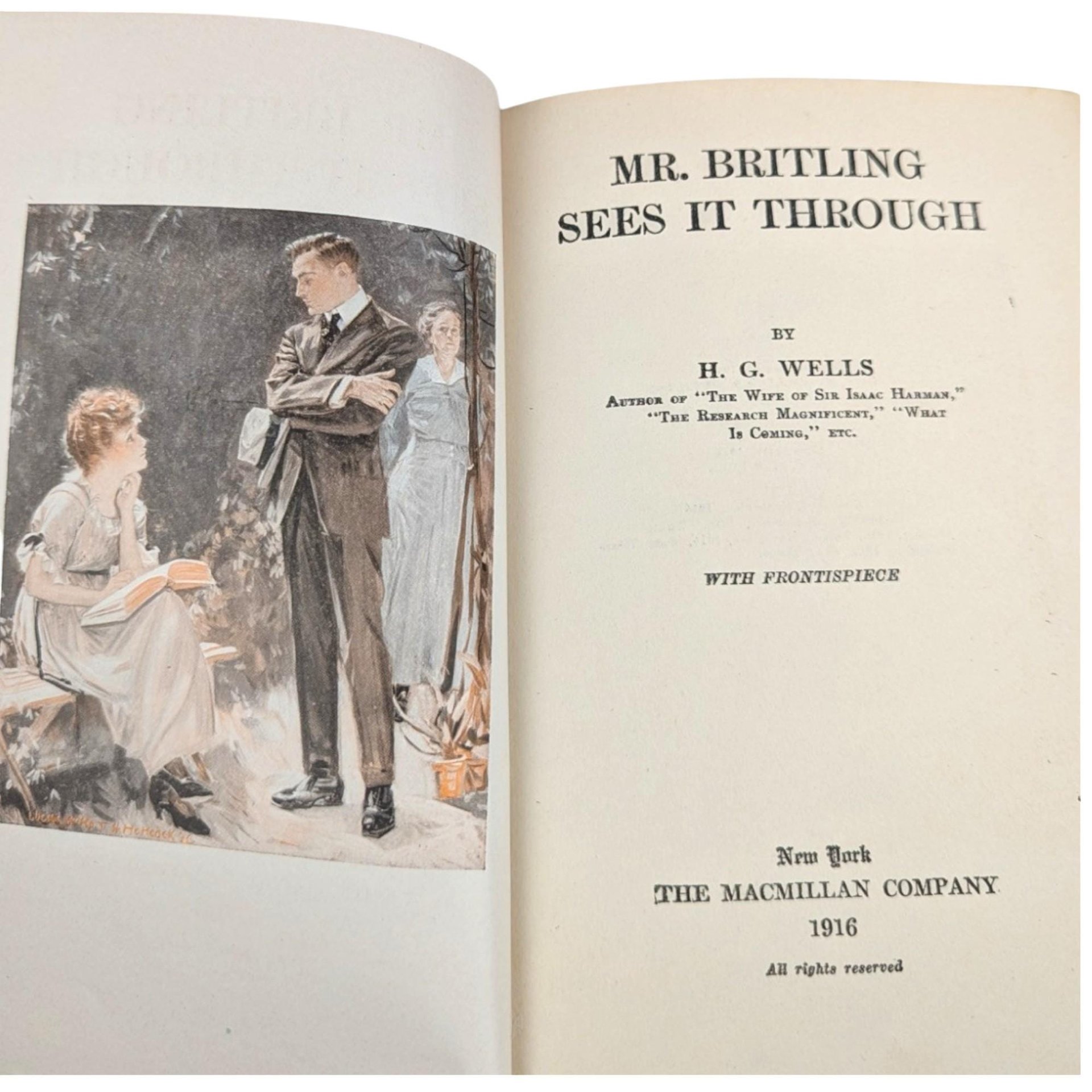 1916 Mr. Britling Sees It Through Hardcover, H.G. Wells