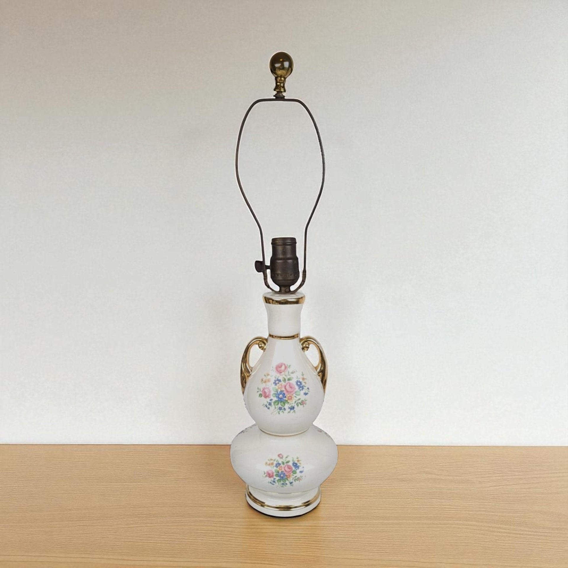 Large Vintage Floral Ceramic Lamp