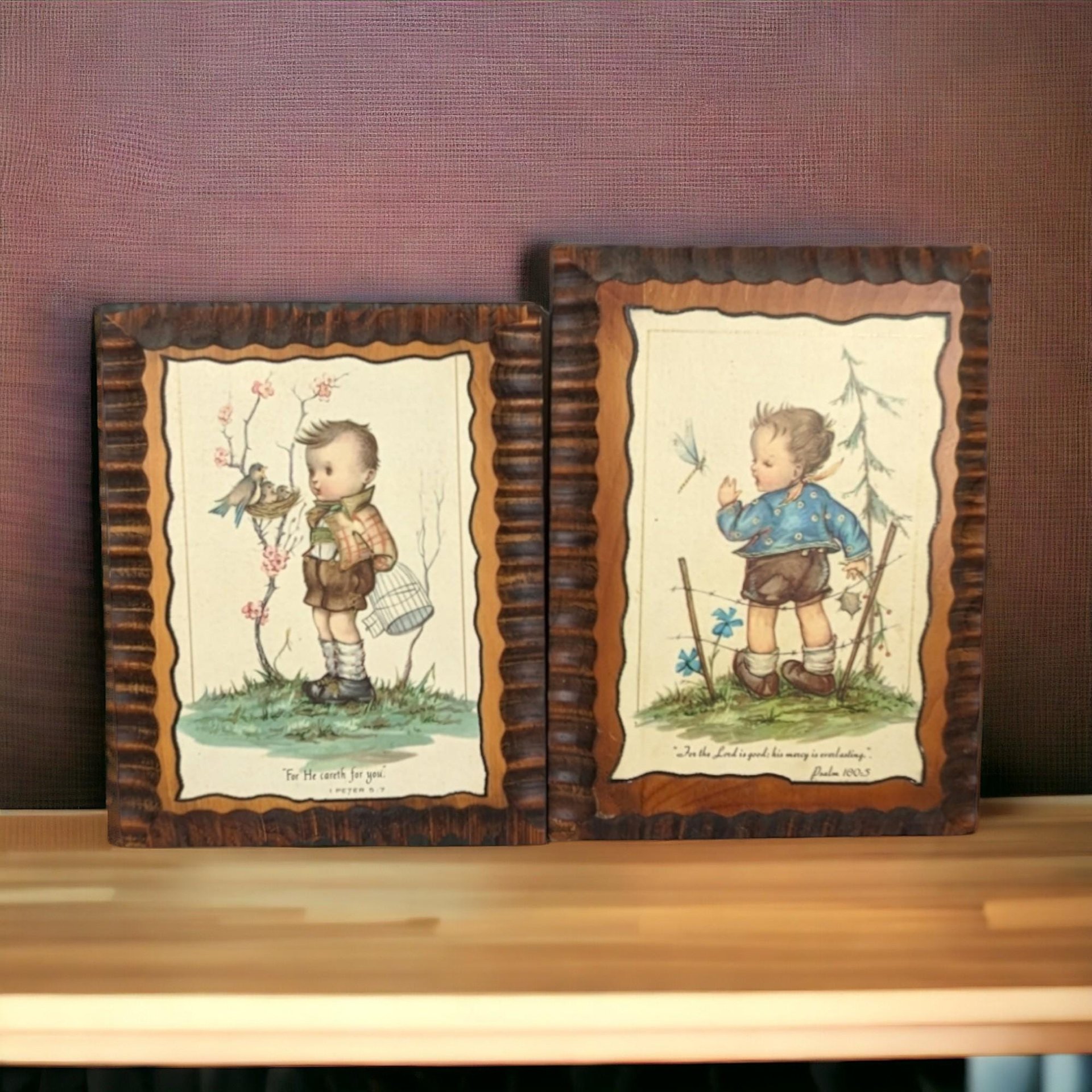Vintage Wood Plaques: Psalms and Peter