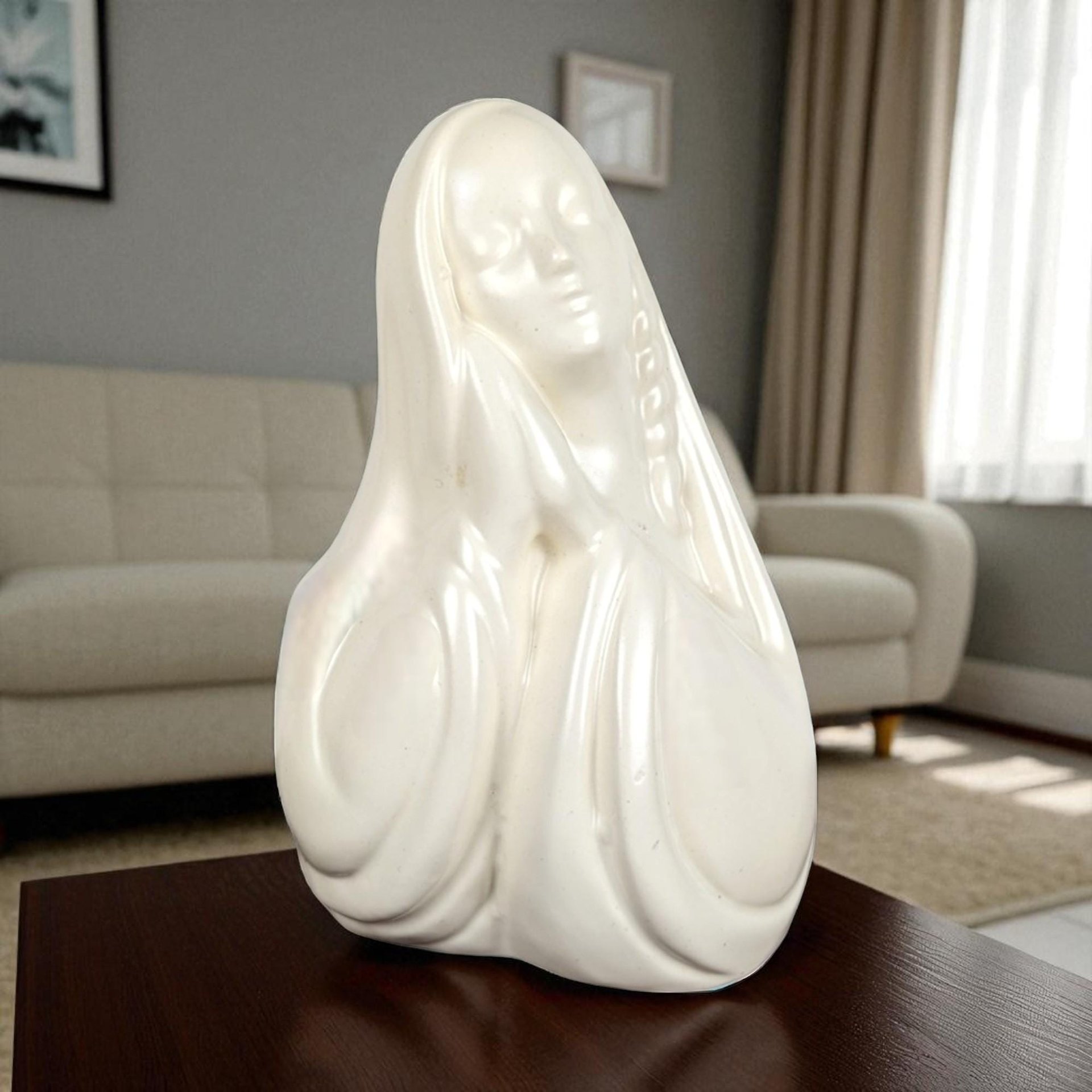 Vintage Pottery Madonna Music Box Planter