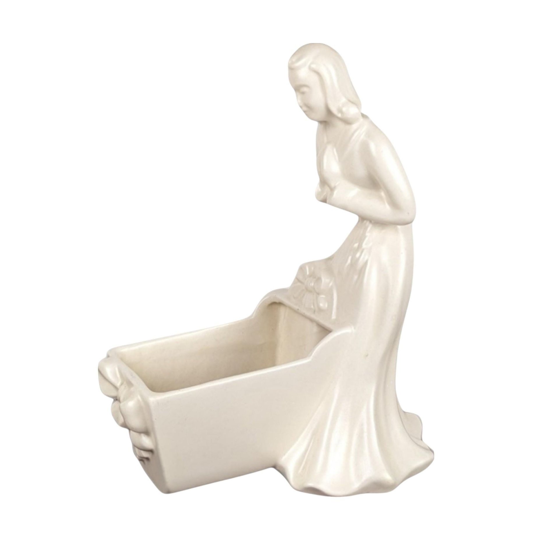 Vintage Haeger Pottery Woman and Cradle Planter