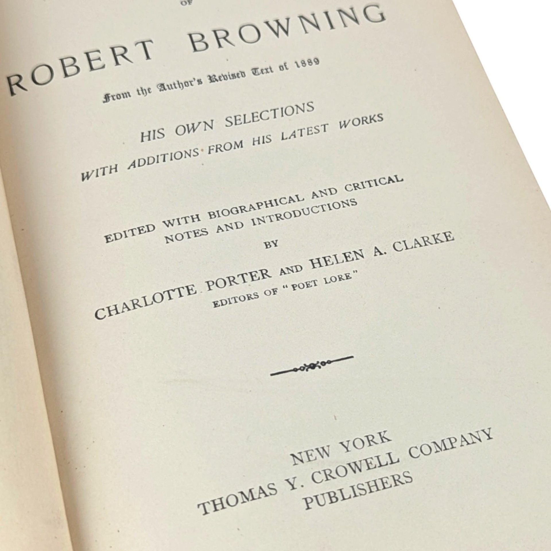 1896 Robert Browning's Poems, Thomas Y Crowell