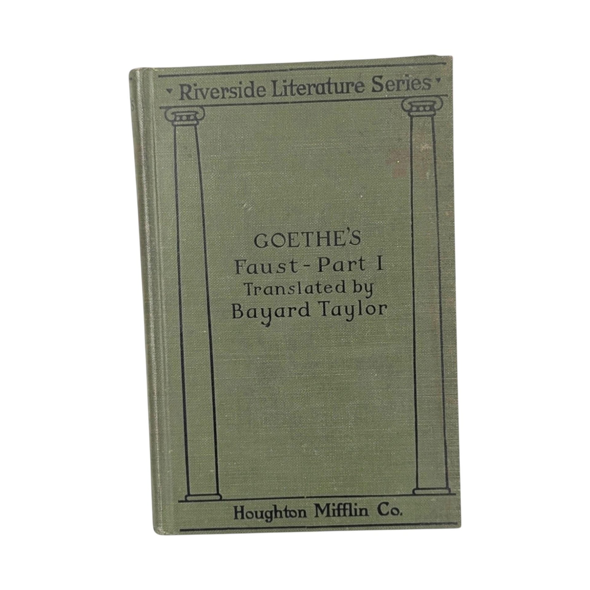 1911 Goethe's Faust Part I: Antique Bayard Taylor Translation Book