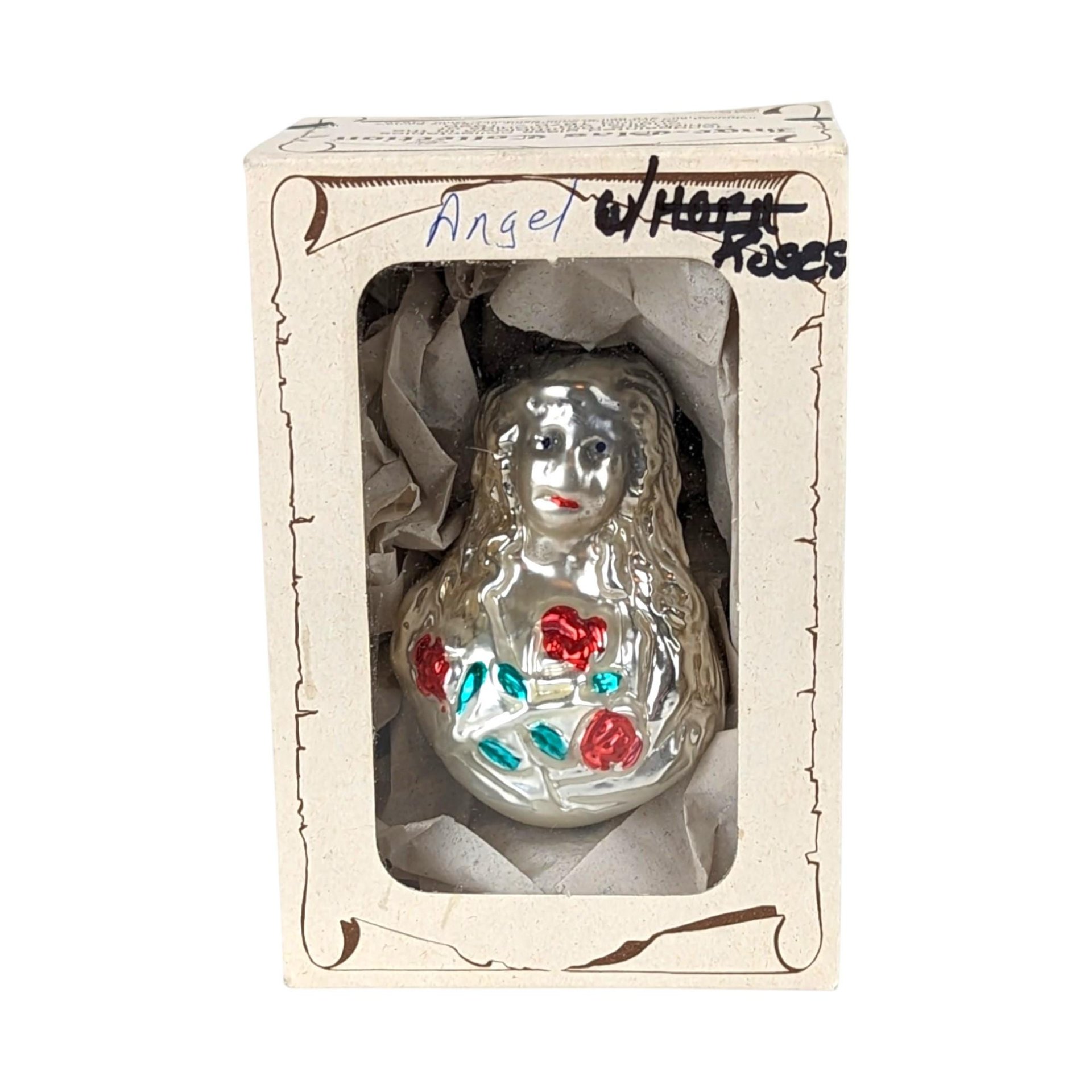 1982 Inge Glass Angel with Roses Ornament