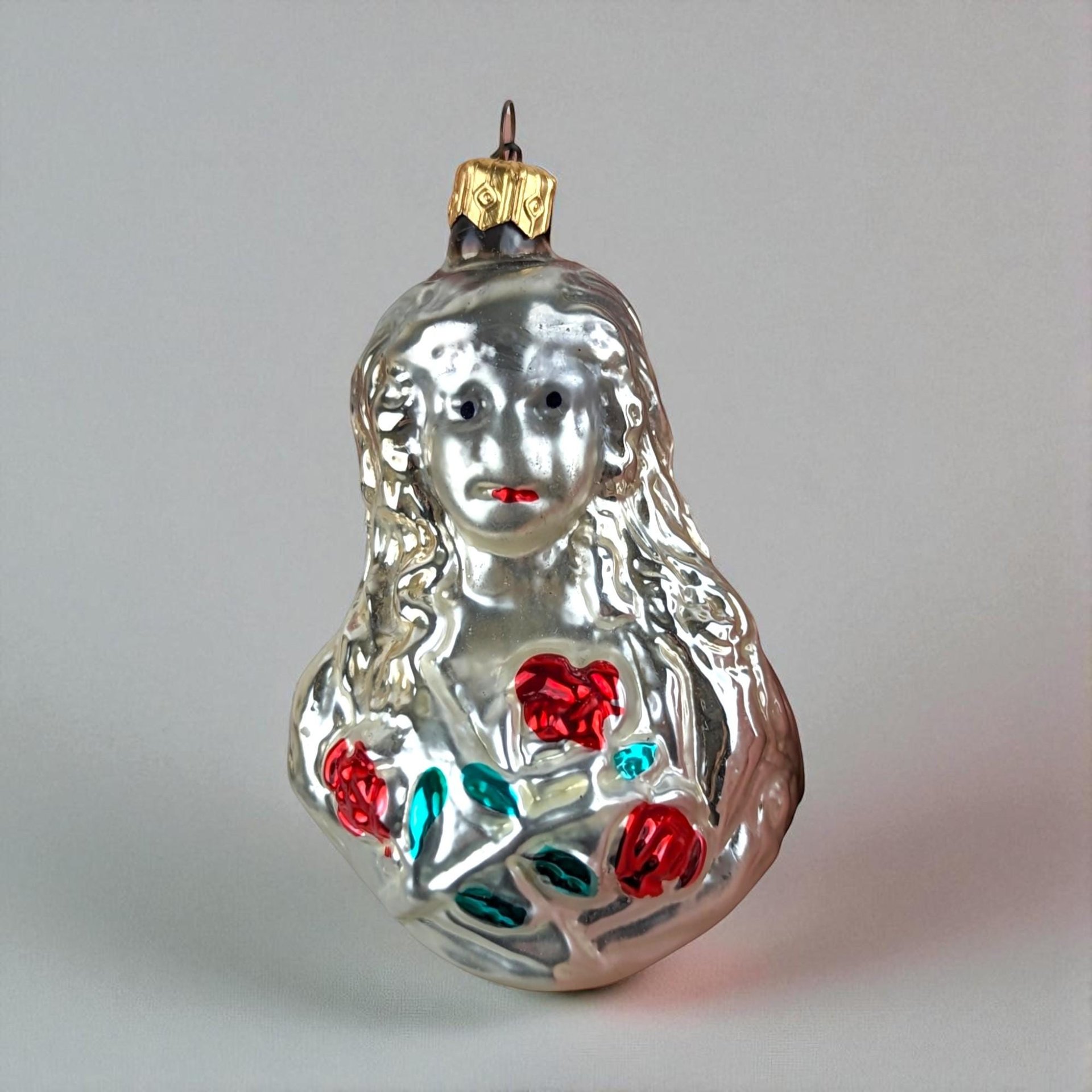 1982 Inge Glass Angel with Roses Ornament