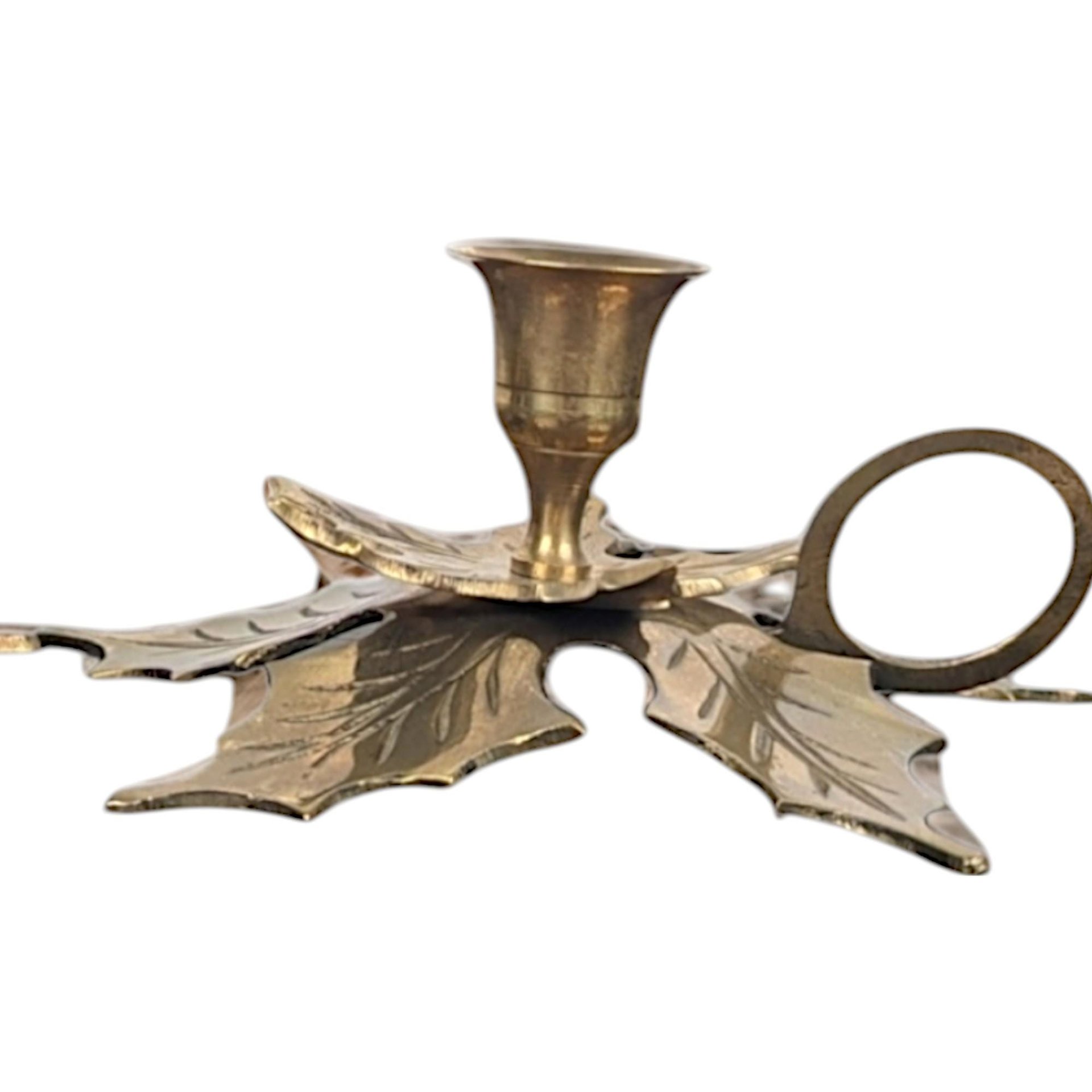 Vintage Brass Leaf Chamberstick Set