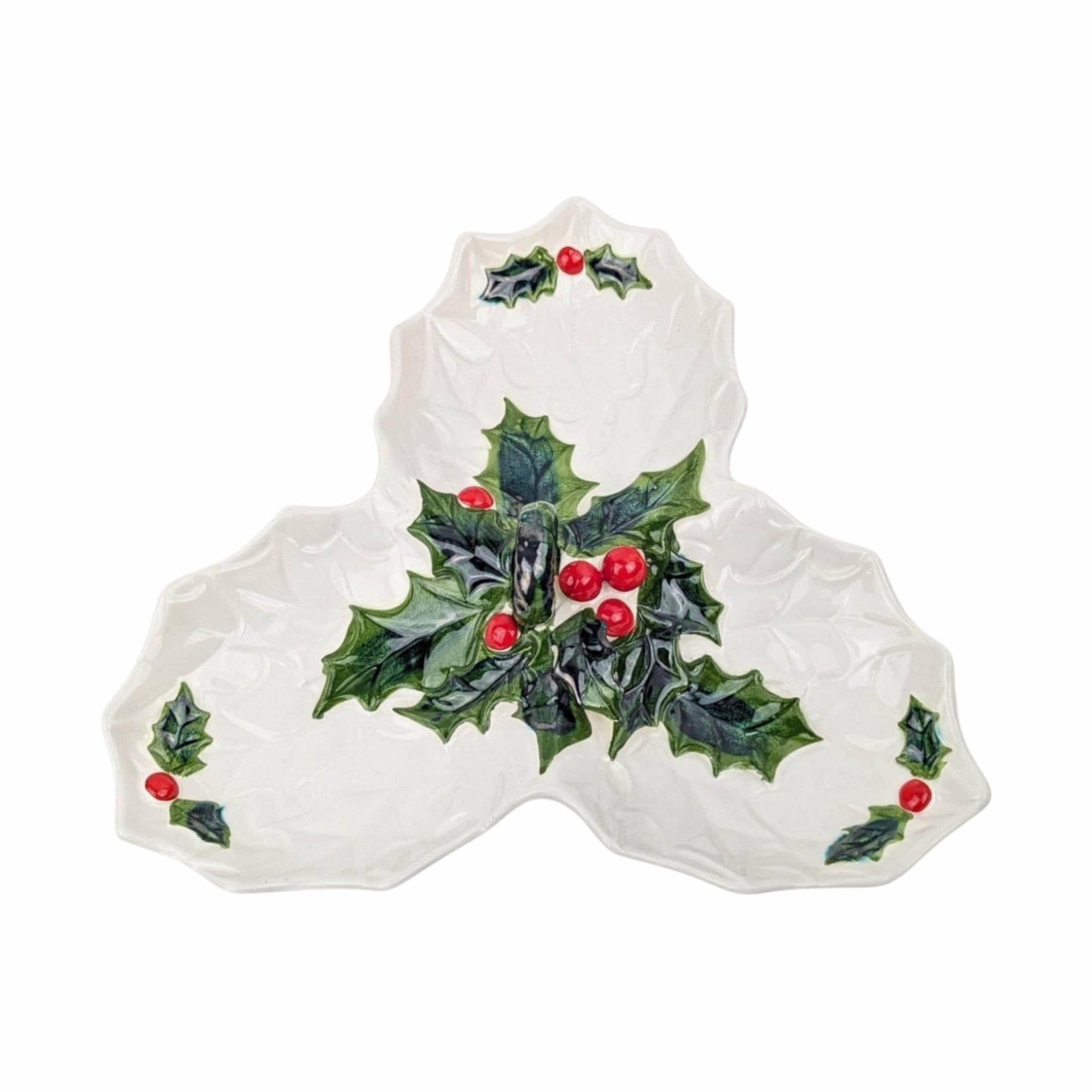 1970s Lefton Holly and Berry Relish Dish