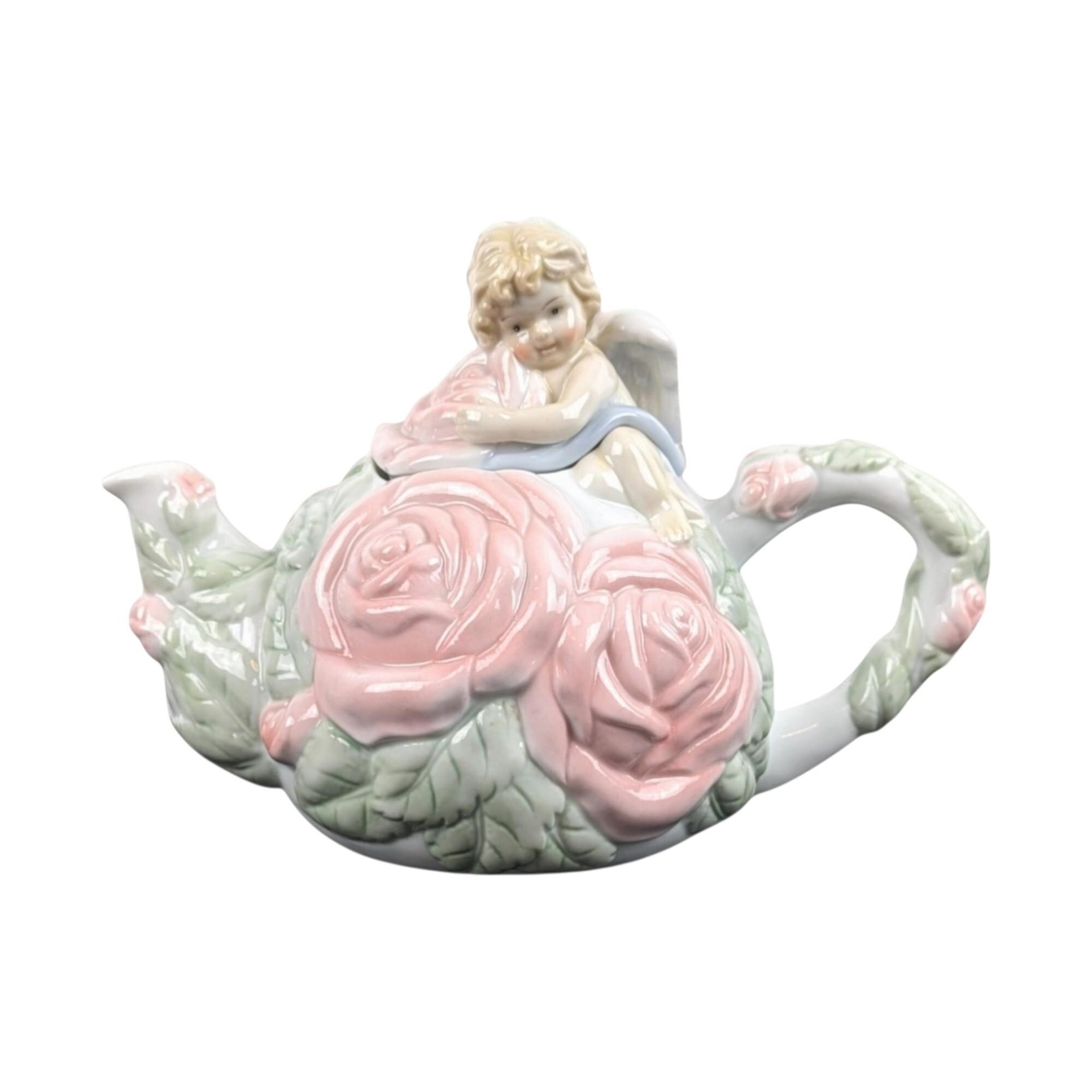1980s Ceramic Avon Cherub Teapot